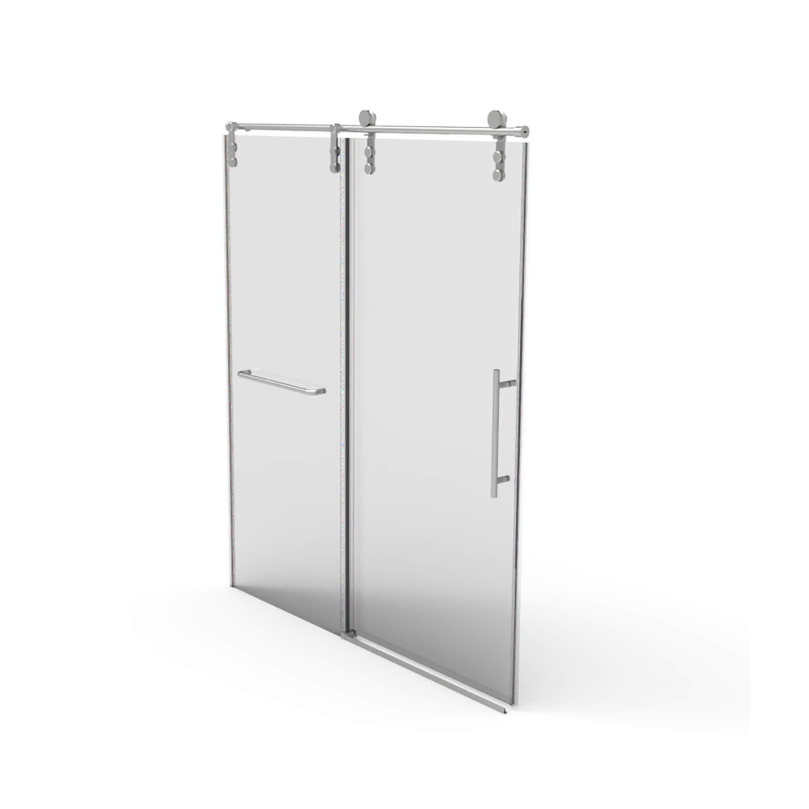 Clear tempered glass shower door with towel bar handle