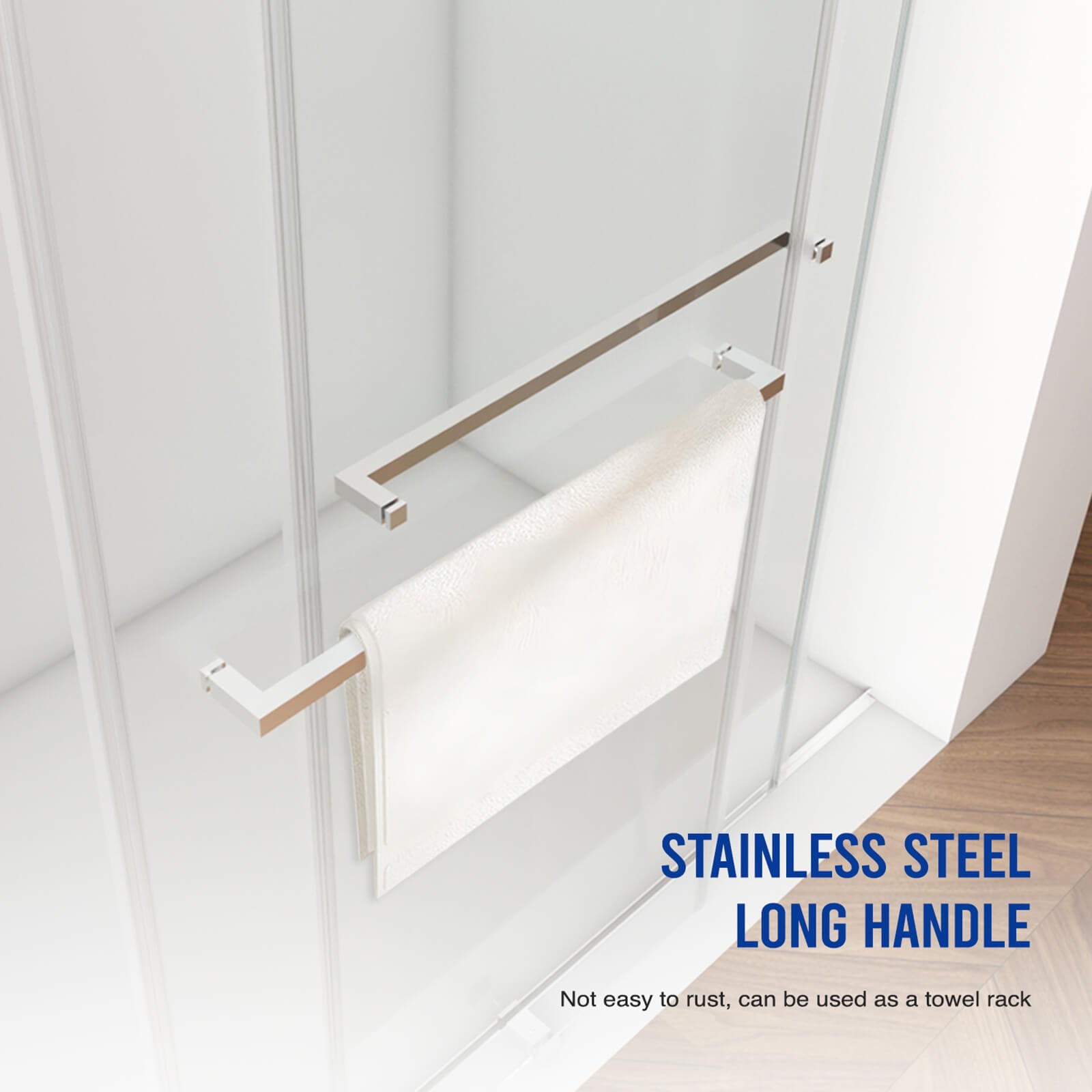 Close up of satin finish brushed nickel handle