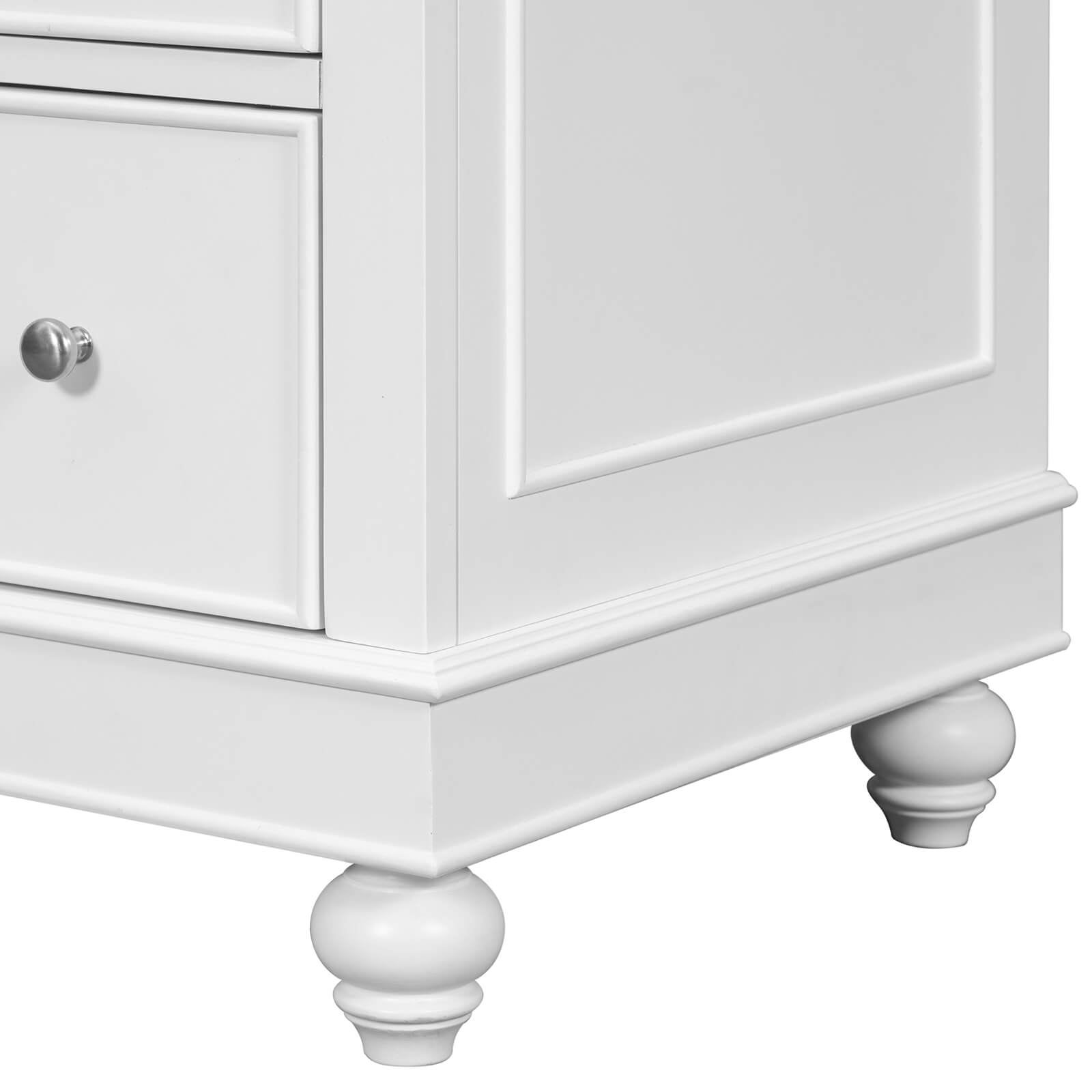 Close-up of solid wood frame providing stability for bathroom vanity