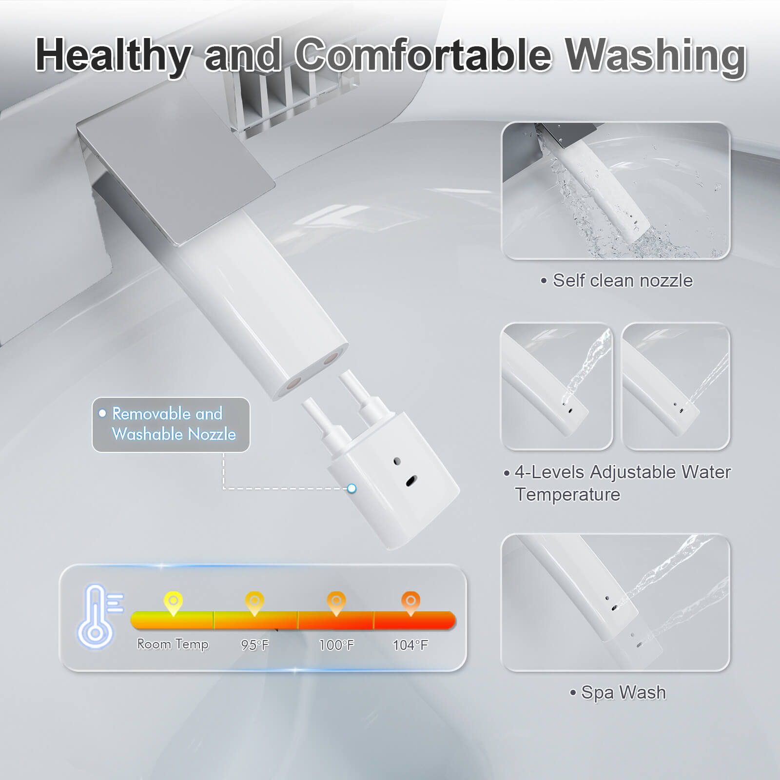 Colorful Ambient Light Smart Toilet with Bidet