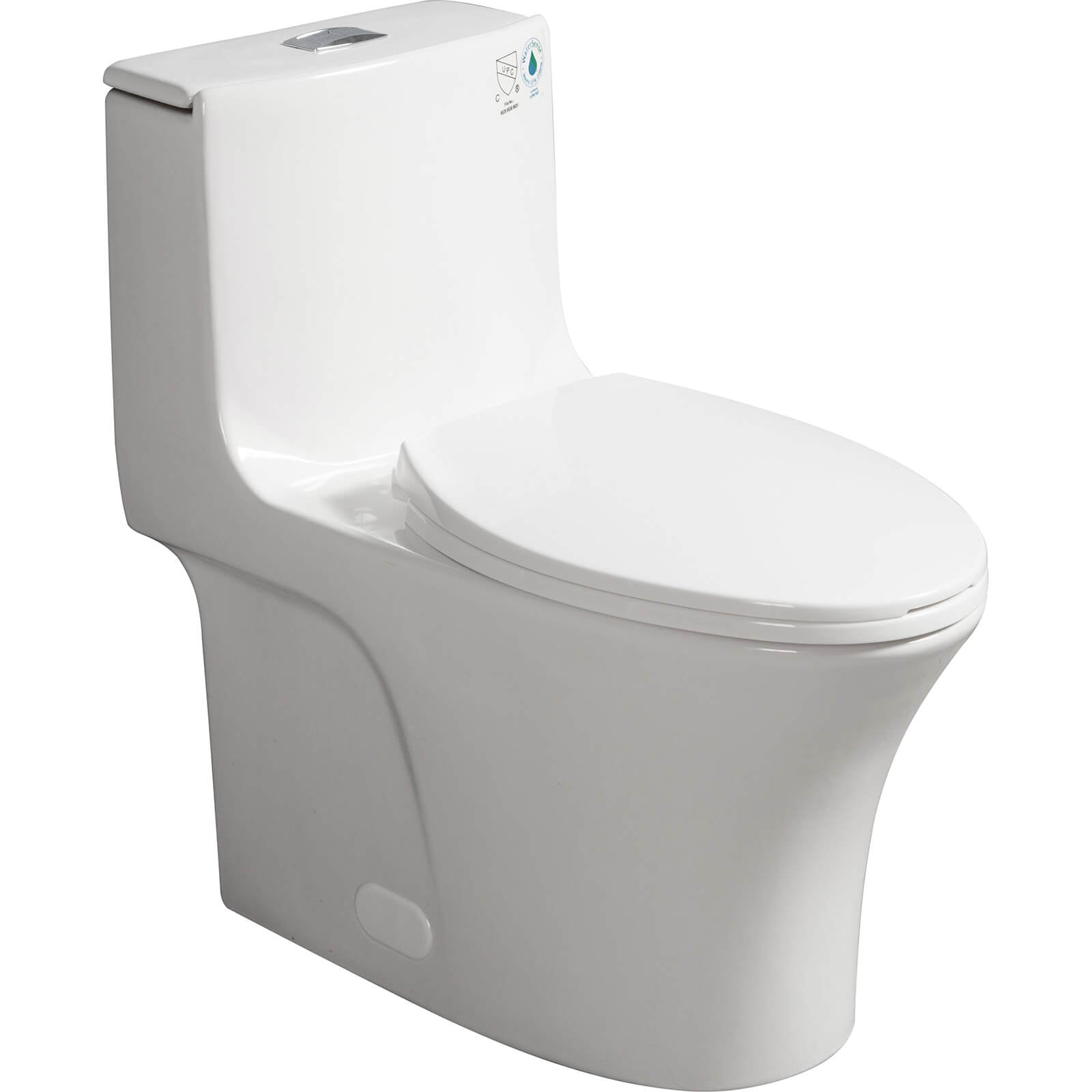 Comfort height one piece toilet designed for easy sitting and standing