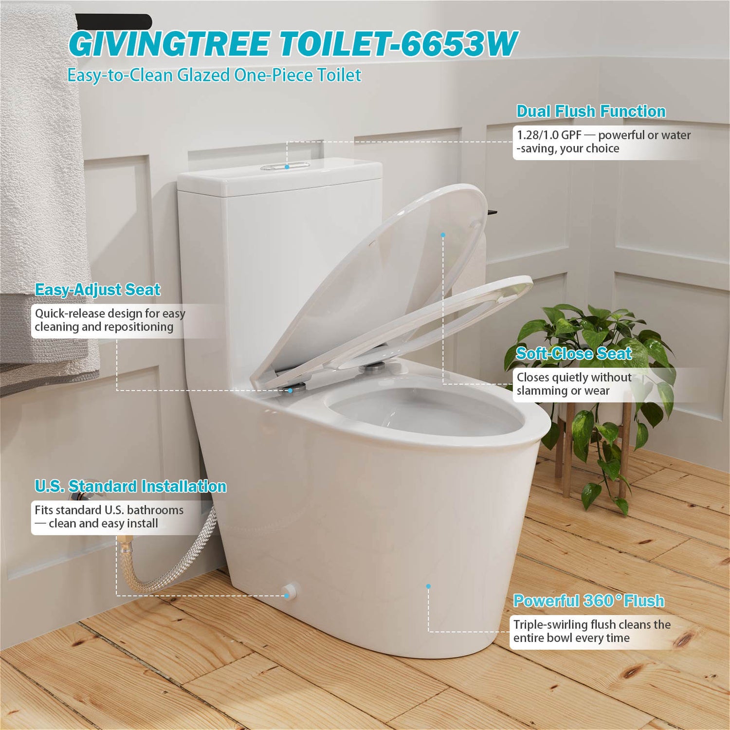 Comfortable elongated toilet with dual flush system