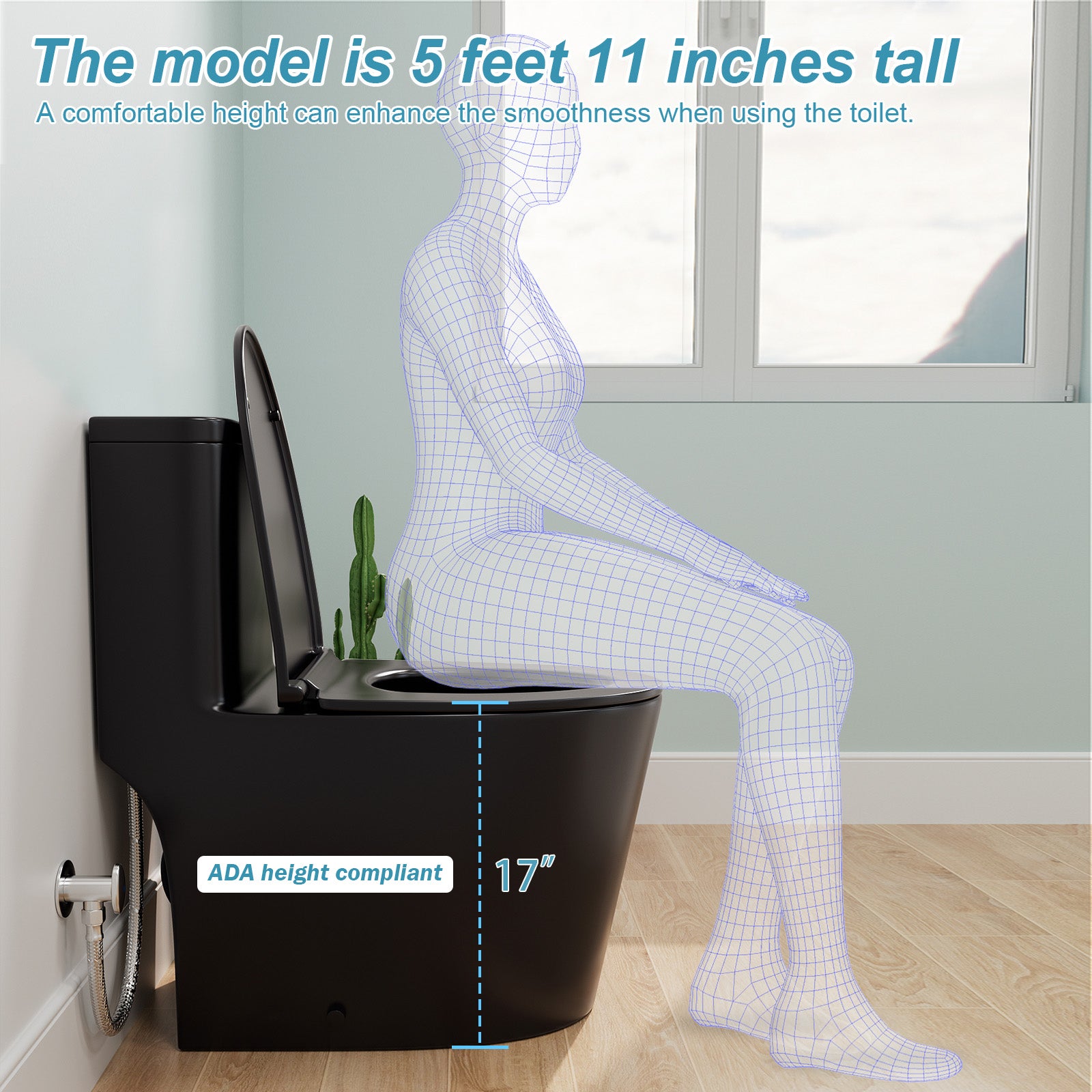 ADA Height One-Piece Toilet 1.1GPF/1.6 GPF Siphon Jet Dual Flushing with Toilet Seat
