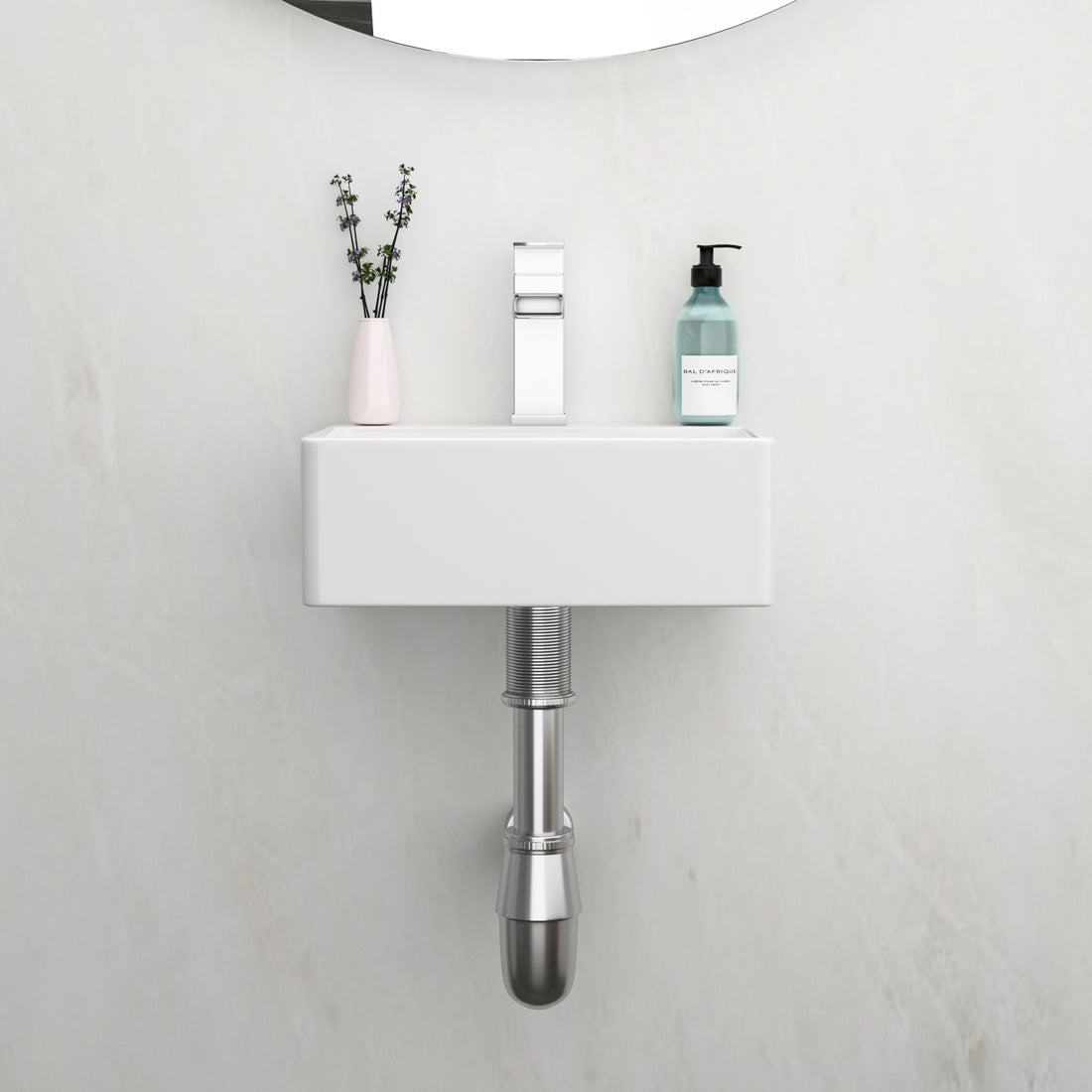 Compact ceramic sink for small urban bathrooms