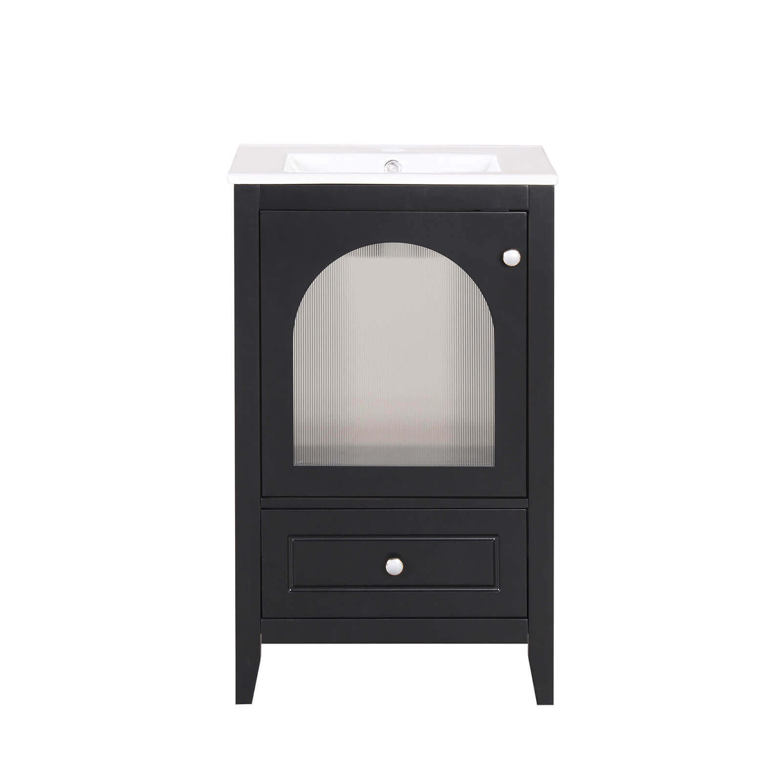 Compact 20-inch black vanity for small bathroom spaces