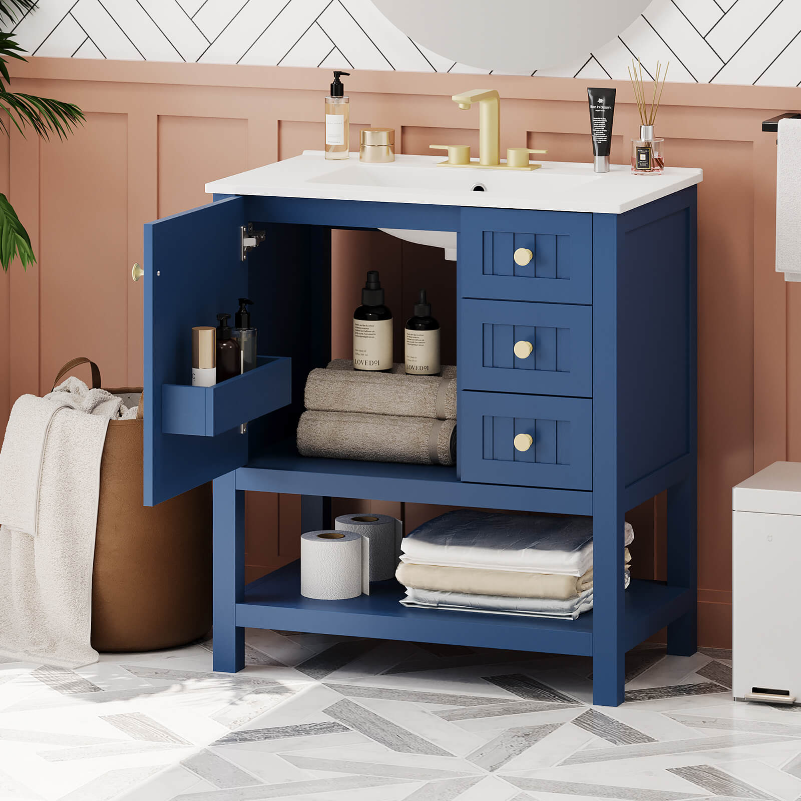 Compact 30 freestanding vanity for small spaces