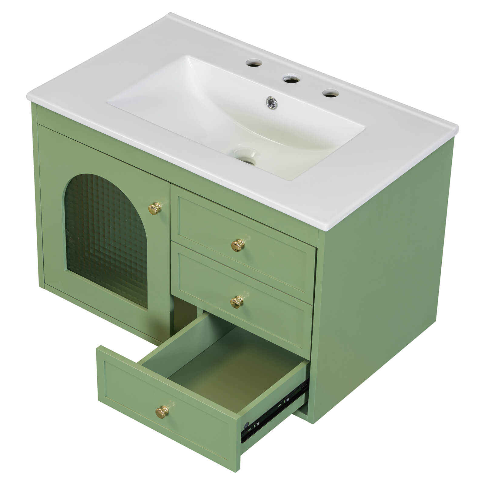 76cm Salbeigrüner Wandmontierter MDF-Badezimmerwaschtisch