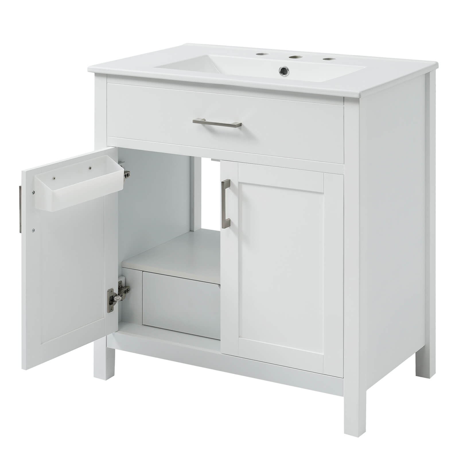 Compact vanity for small bathroom design and organization