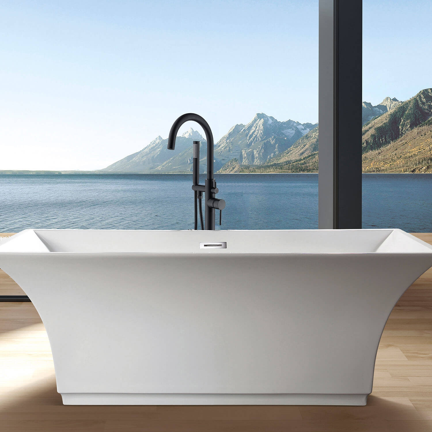 Contemporary freestanding tub filler matte black for bathroom upgrade