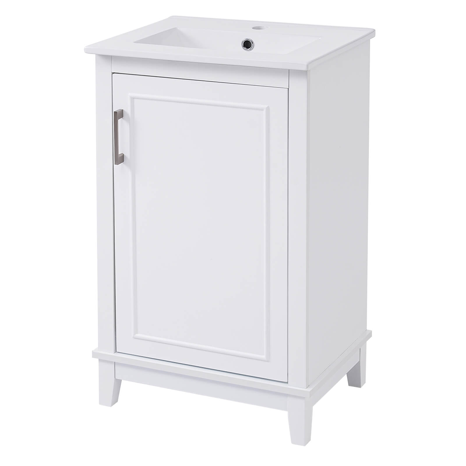 Contemporary white single-door vanity for bathroom organization