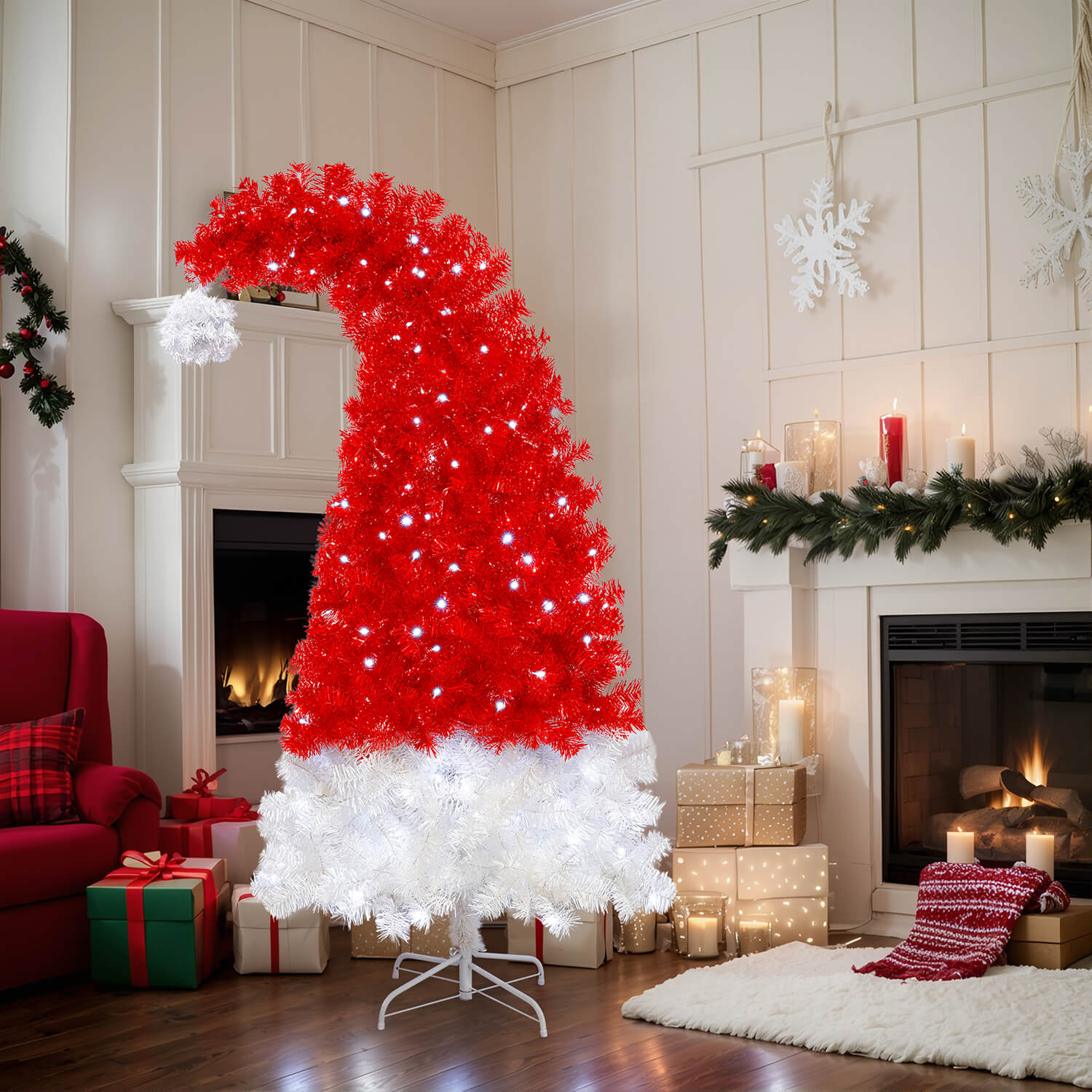 Creative Santa hat design artificial Christmas tree for parties