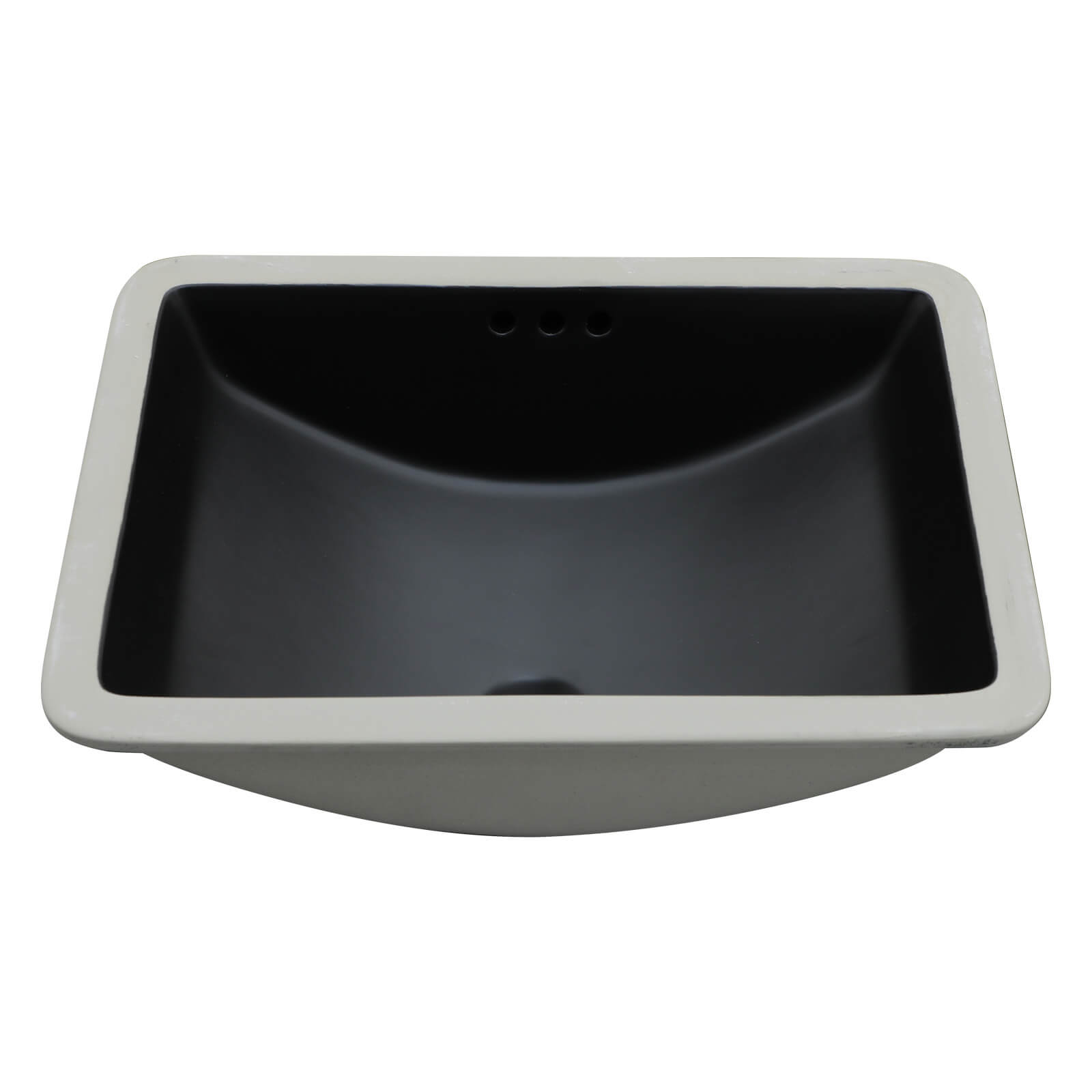 Curved interior basin design in black ceramic finish
