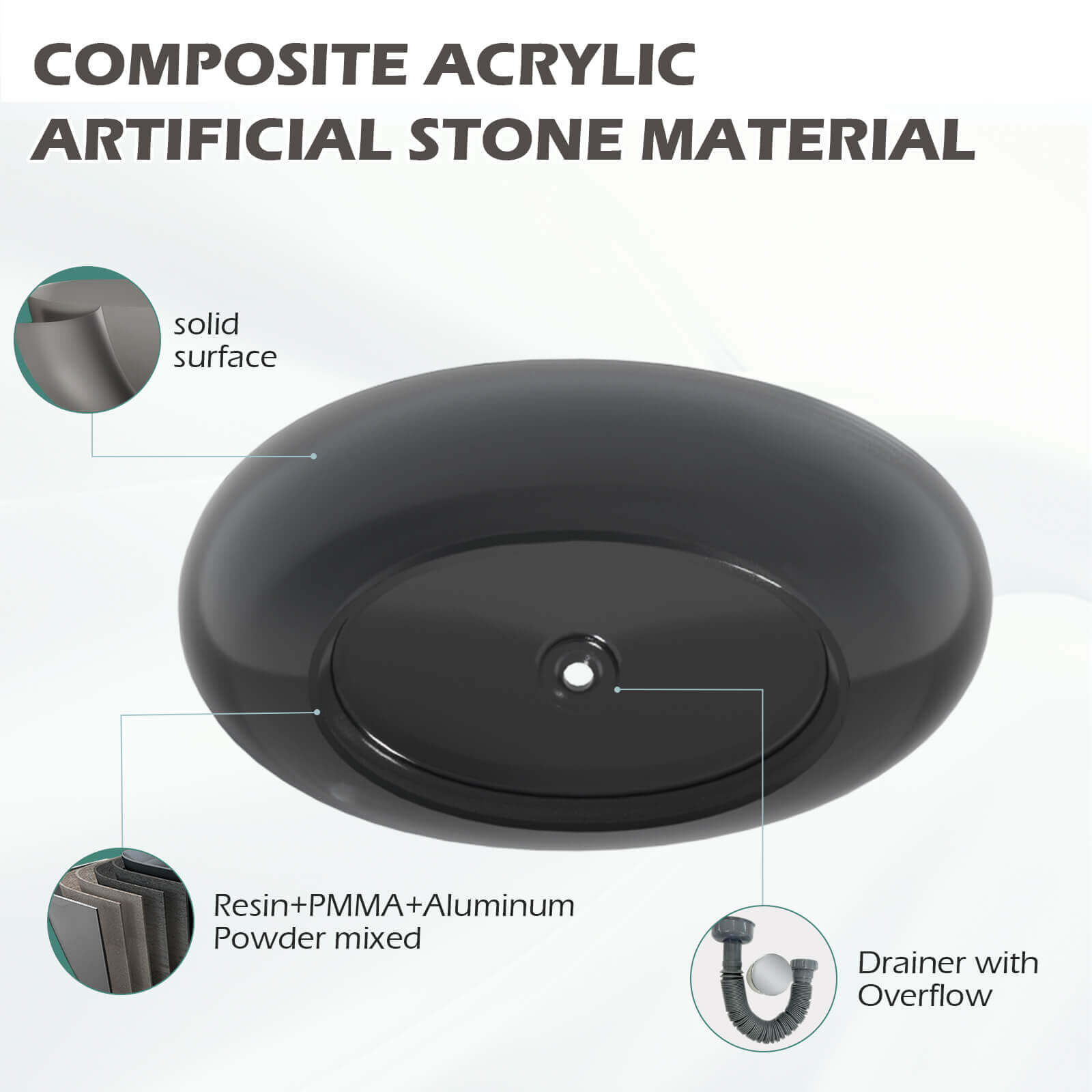 Detail of the 63 inch Translucent Resin Whirlpool Tub