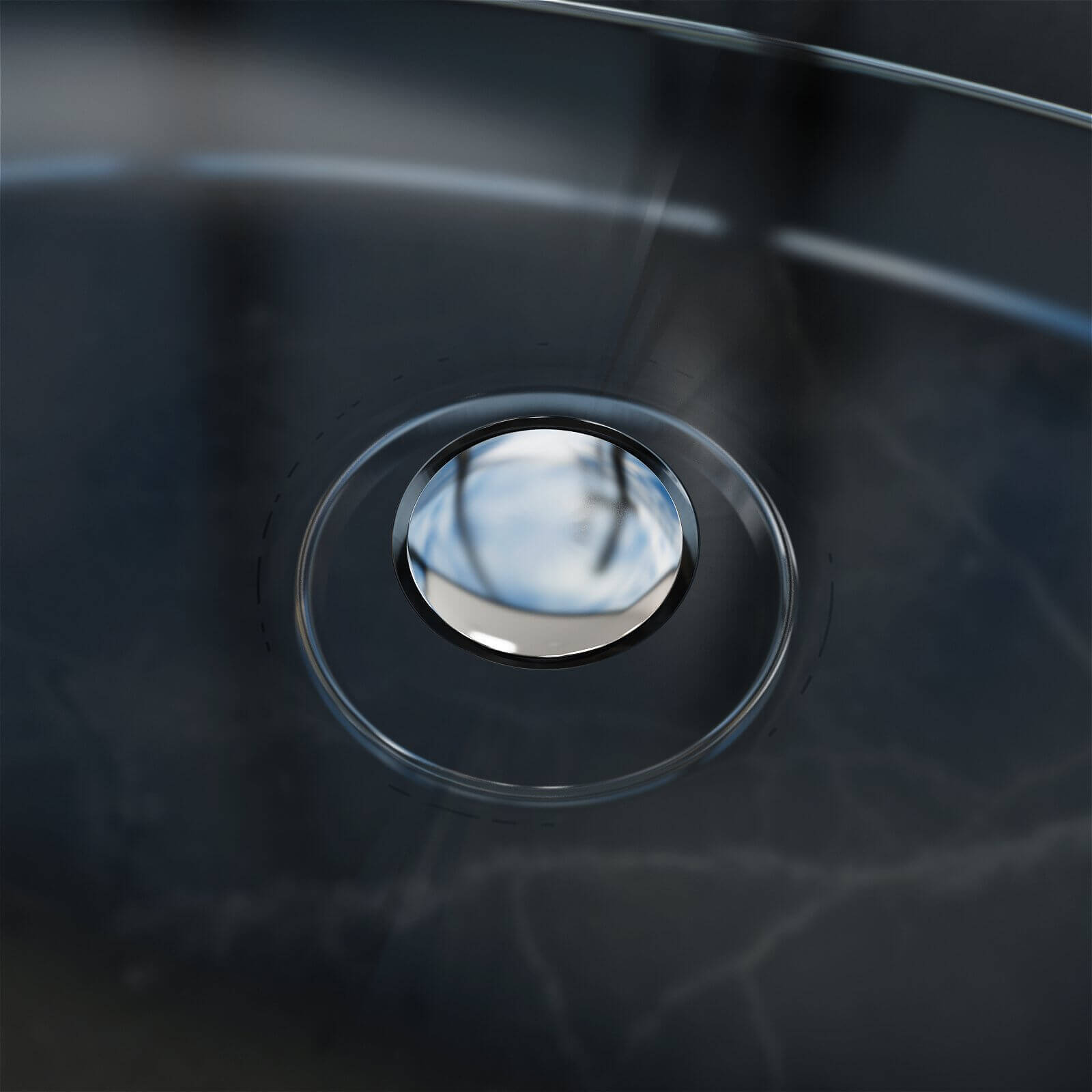 Detail of the drain of the 63 inch translucent resin whirlpool tub