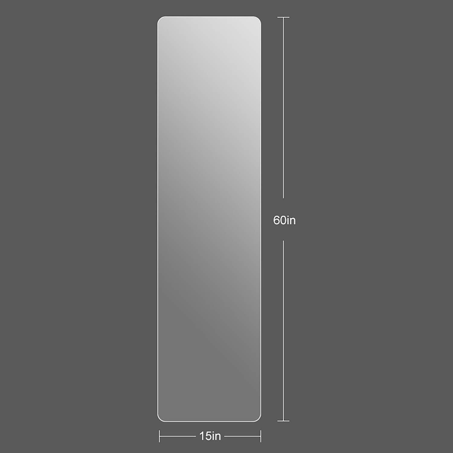 60"x 15" Full Length Silver Explosion-Proof Mirror with Rounded Corners