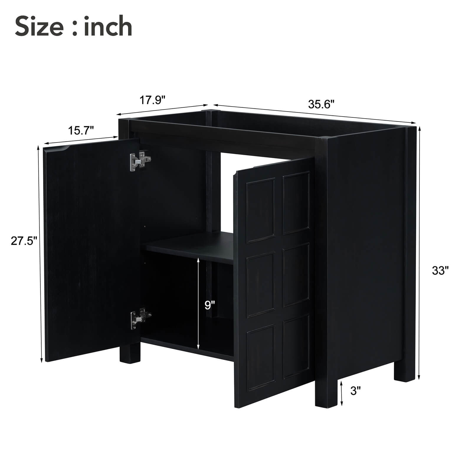 36" Classical Freestanding Bathroom Vanity Cabinet (No Sink)