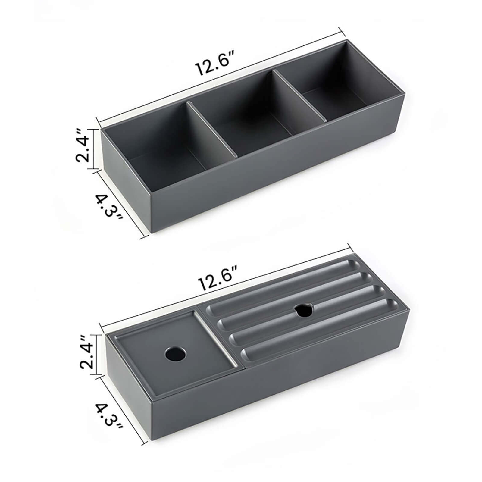 Dimensions for the interior drawers of the 24 inch Striped White Oak Bathroom Vanity with Ceramic Sink