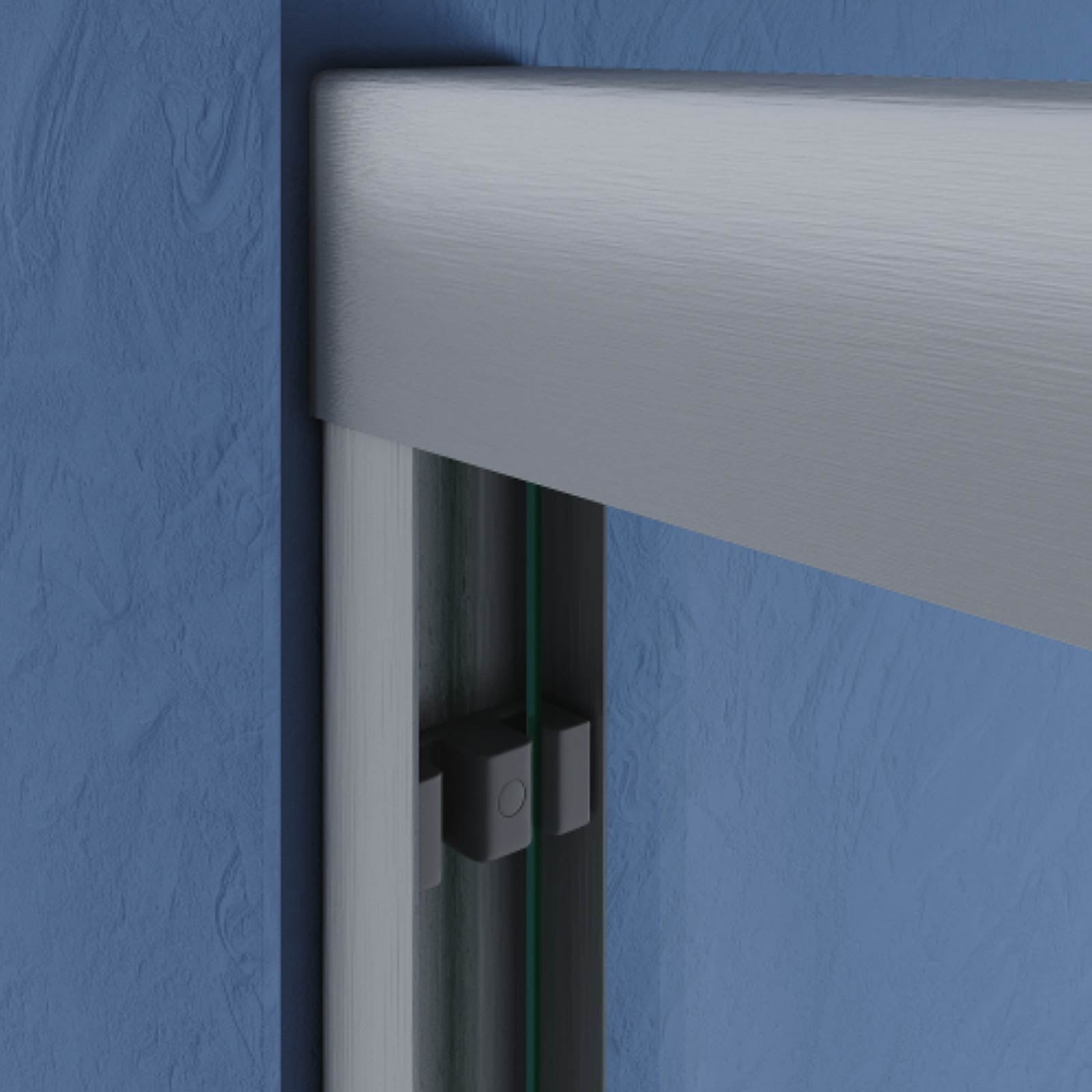 Double sliding tub door with nickel frame