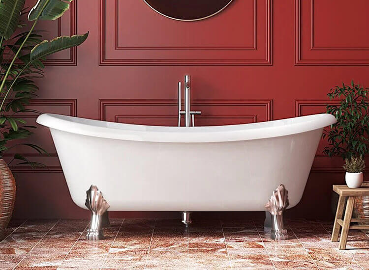 Double Slipper Claw Foot Bright White Freestanding Bathtub