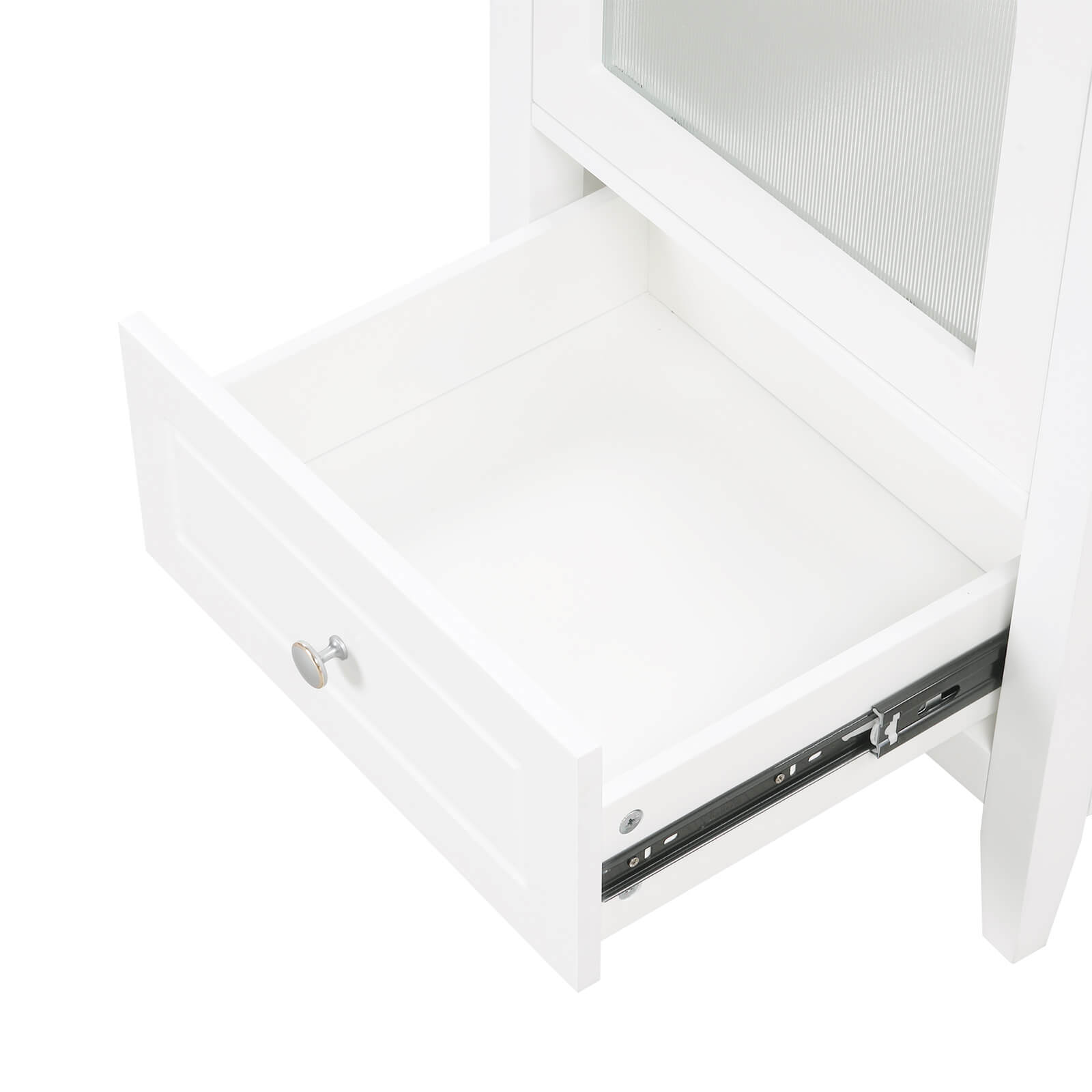 Drawer Display with Clear Glass Doors 20 Inch White Bathroom Vanity