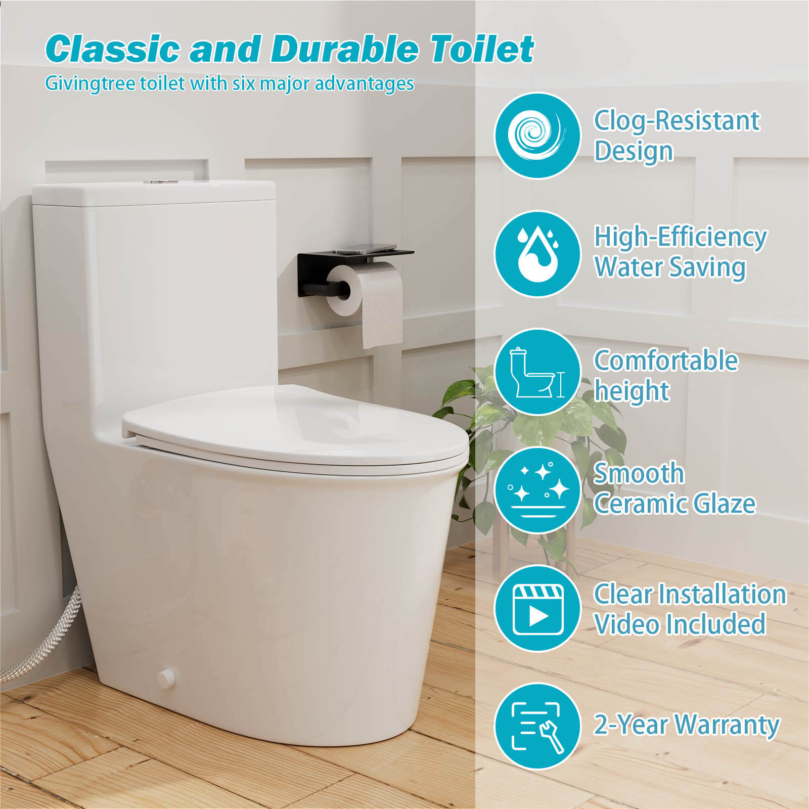 Dual flush elongated toilet with sleek design