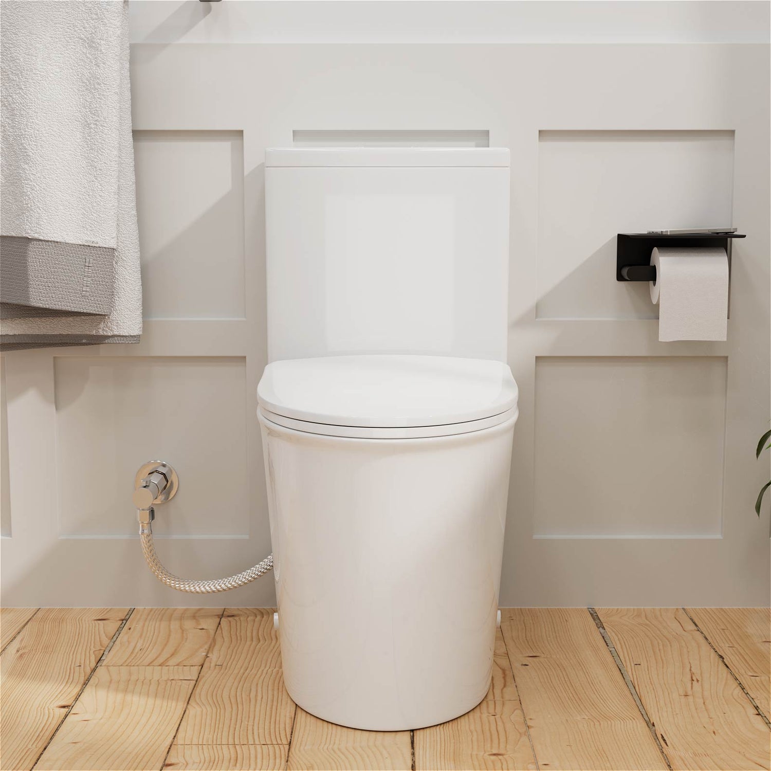 Dual flush one piece elongated skirted toilet G6 0053W front view