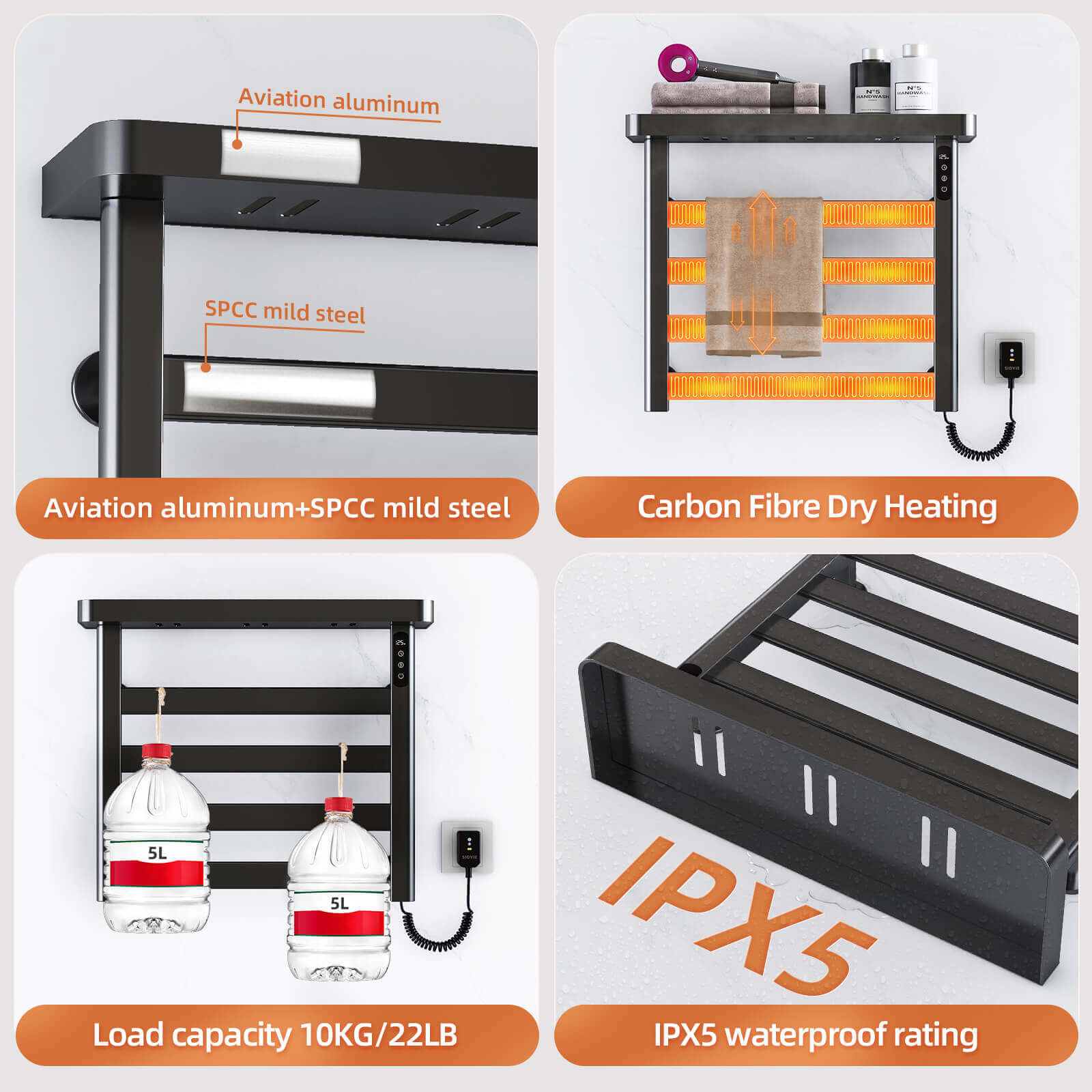Durable materials used in the G50 Heated Towel Rack