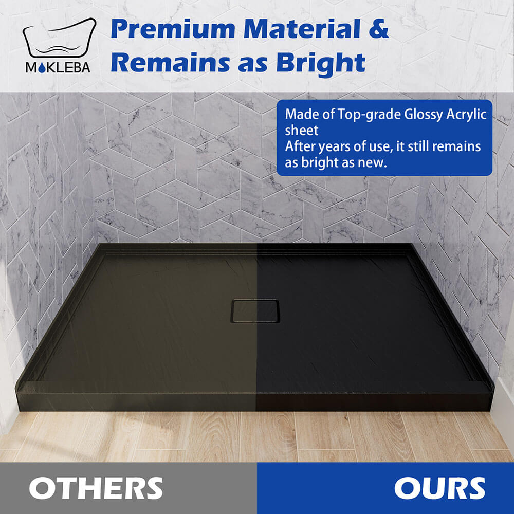 Easy-to-clean stain-resistant dark surface on black center drain base
