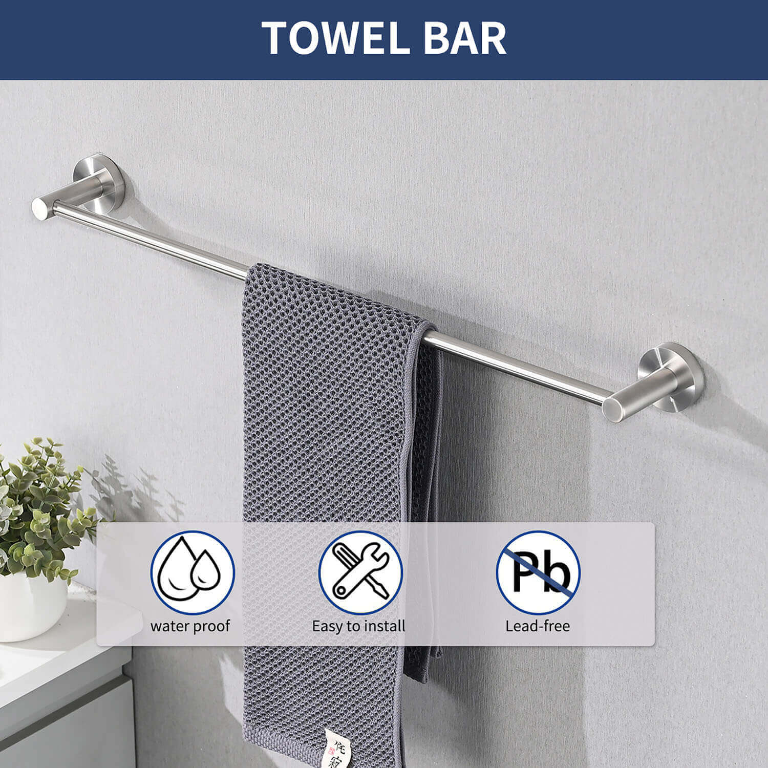 Easy-to-install towel bar