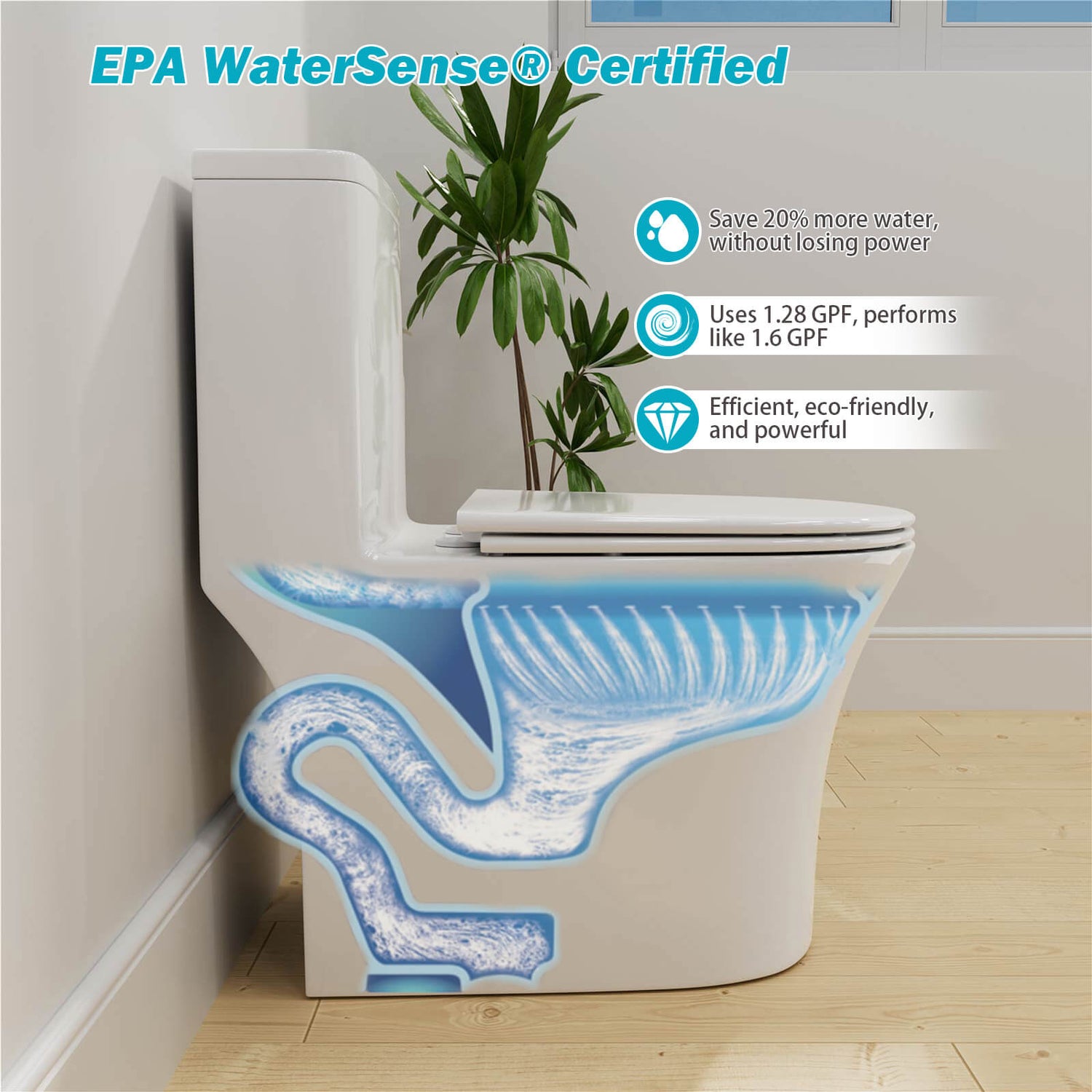 Eco friendly WaterSense certified one piece toilet G6 0056W