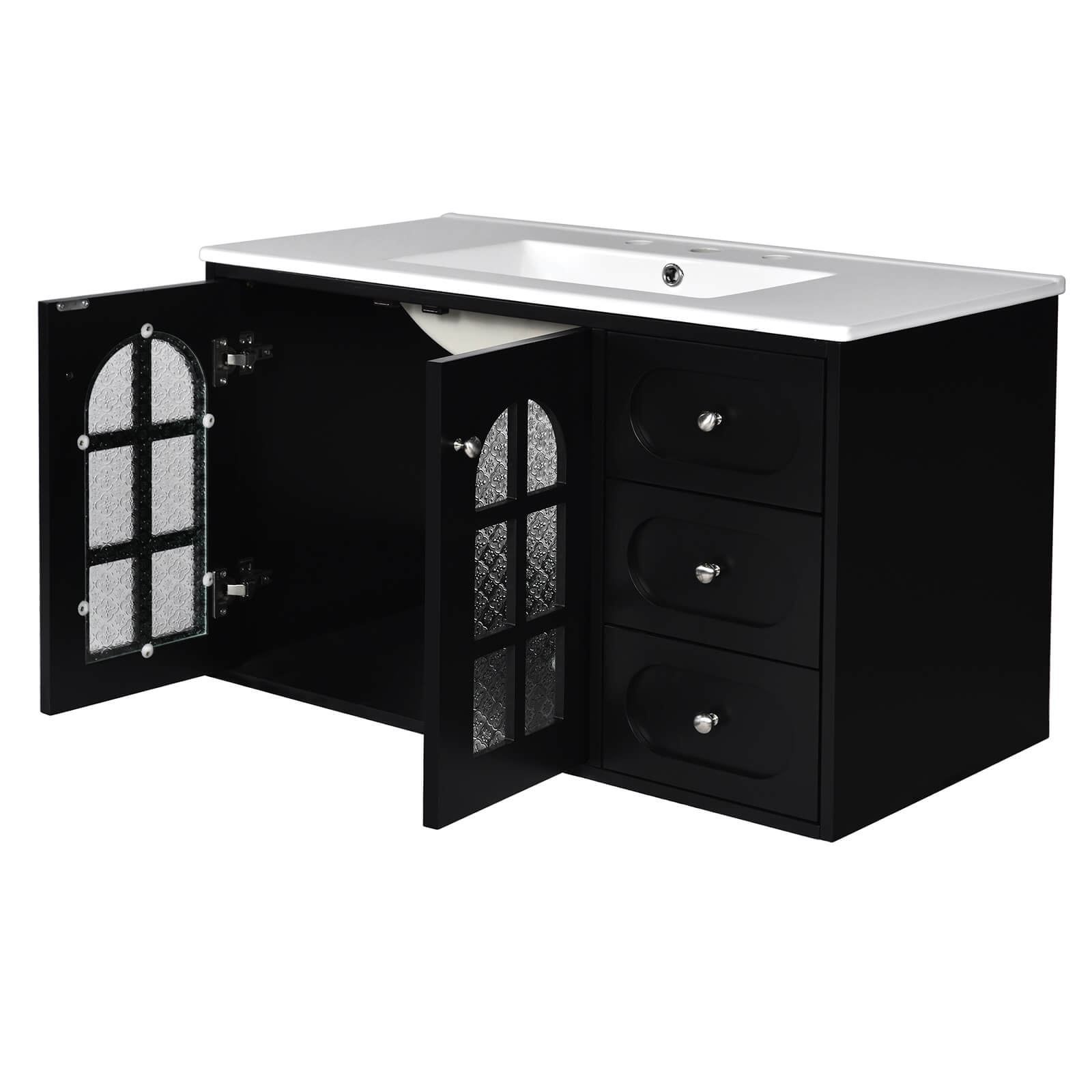 Elegant 36 Inch Bathroom Vanity with Integrated Ceramic Sink and Drawers