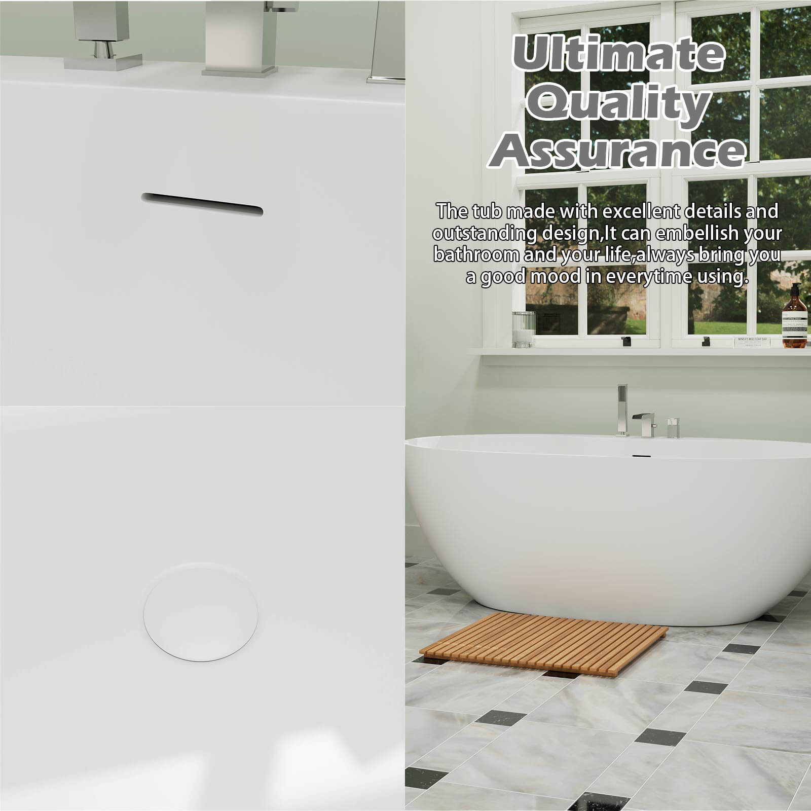Elegant bathroom tub with built in overflow system