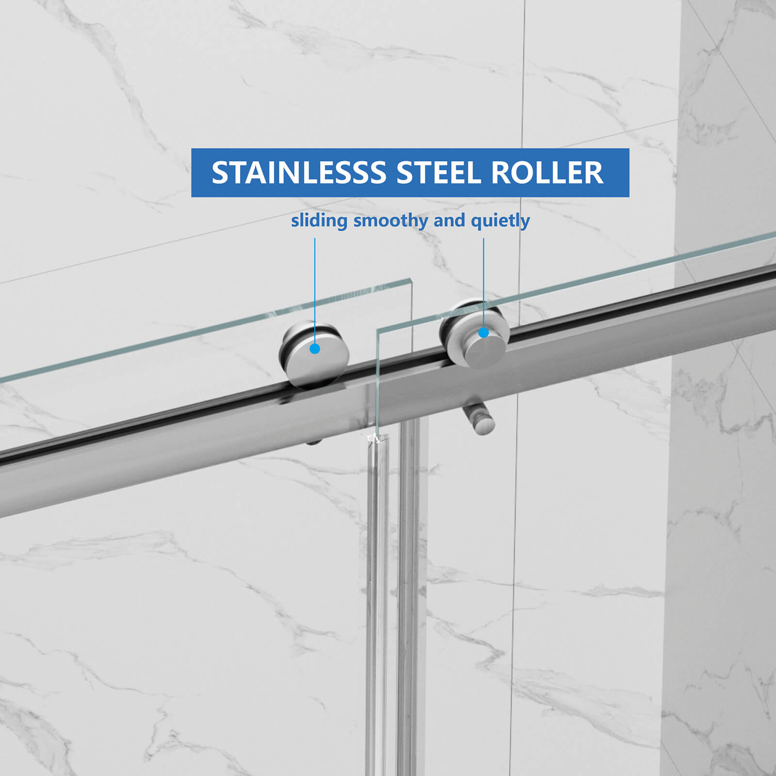 Elegant bathroom with brushed nickel sliding shower door
