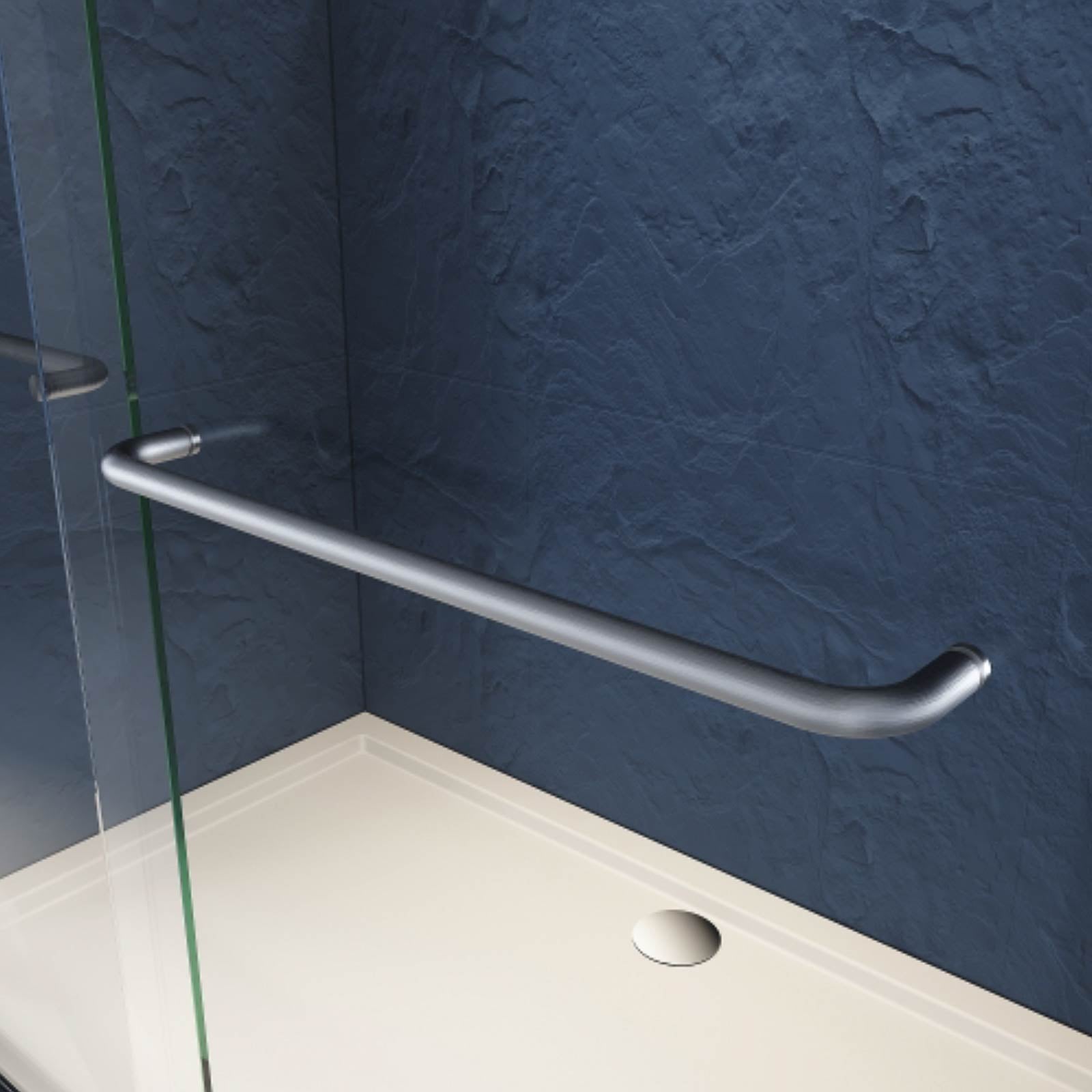 Elegant nickel bathtub door with towel handle