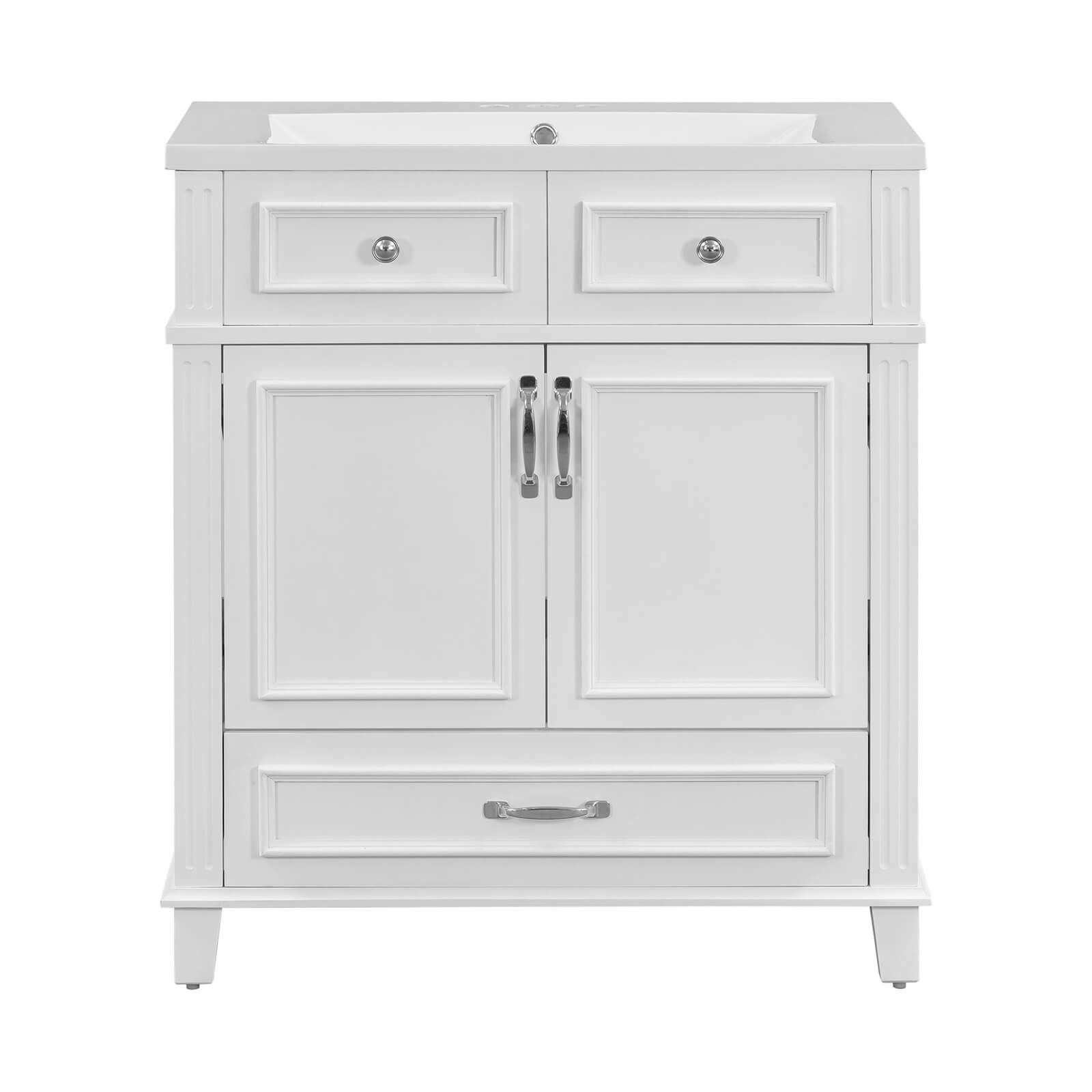 Elegant white vanity cabinet for bathrooms