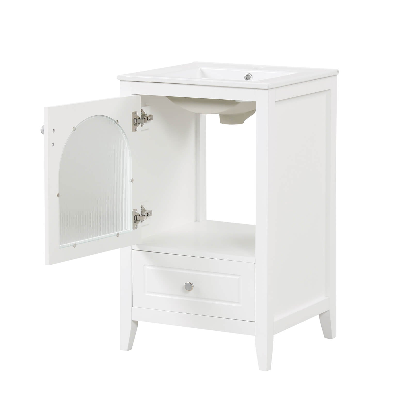 Elegant bathroom vanity with soft-close glass door and high-quality materials