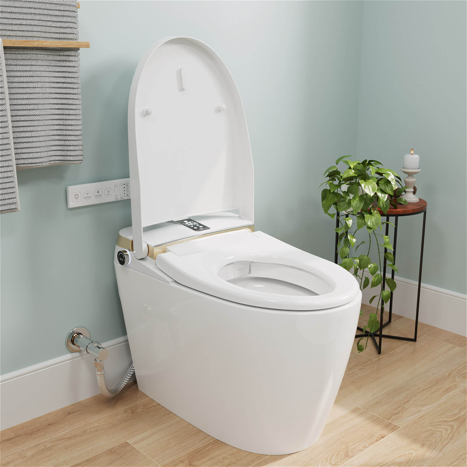 Tankless Elongated Smart Bidet Toilet with Heated Seat, Drying, Night Light