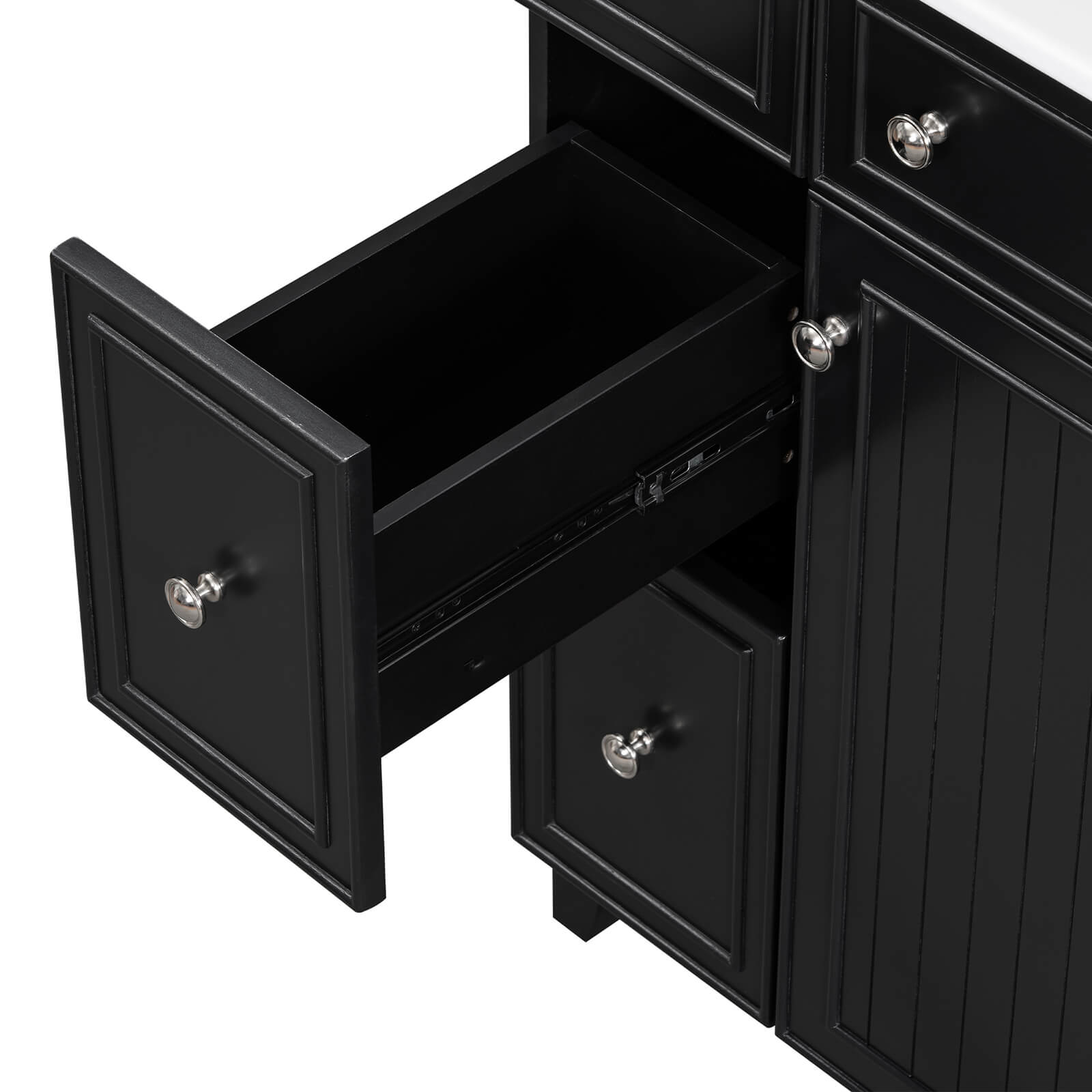 Extra Deep Drawers for 24 Inch Small Black Bathroom Vanity with 2 Drawers