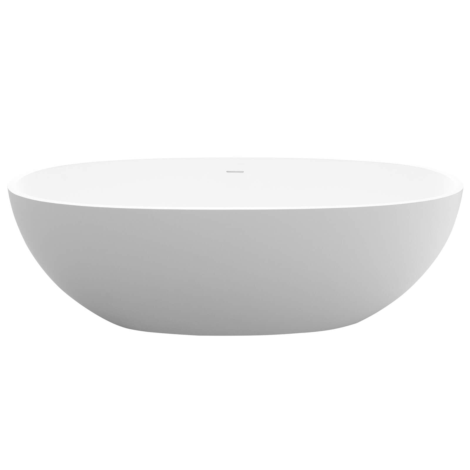 71" Solid Surface Stone Resin Oval-shaped Freestanding Soaking Bathtub with Overflow