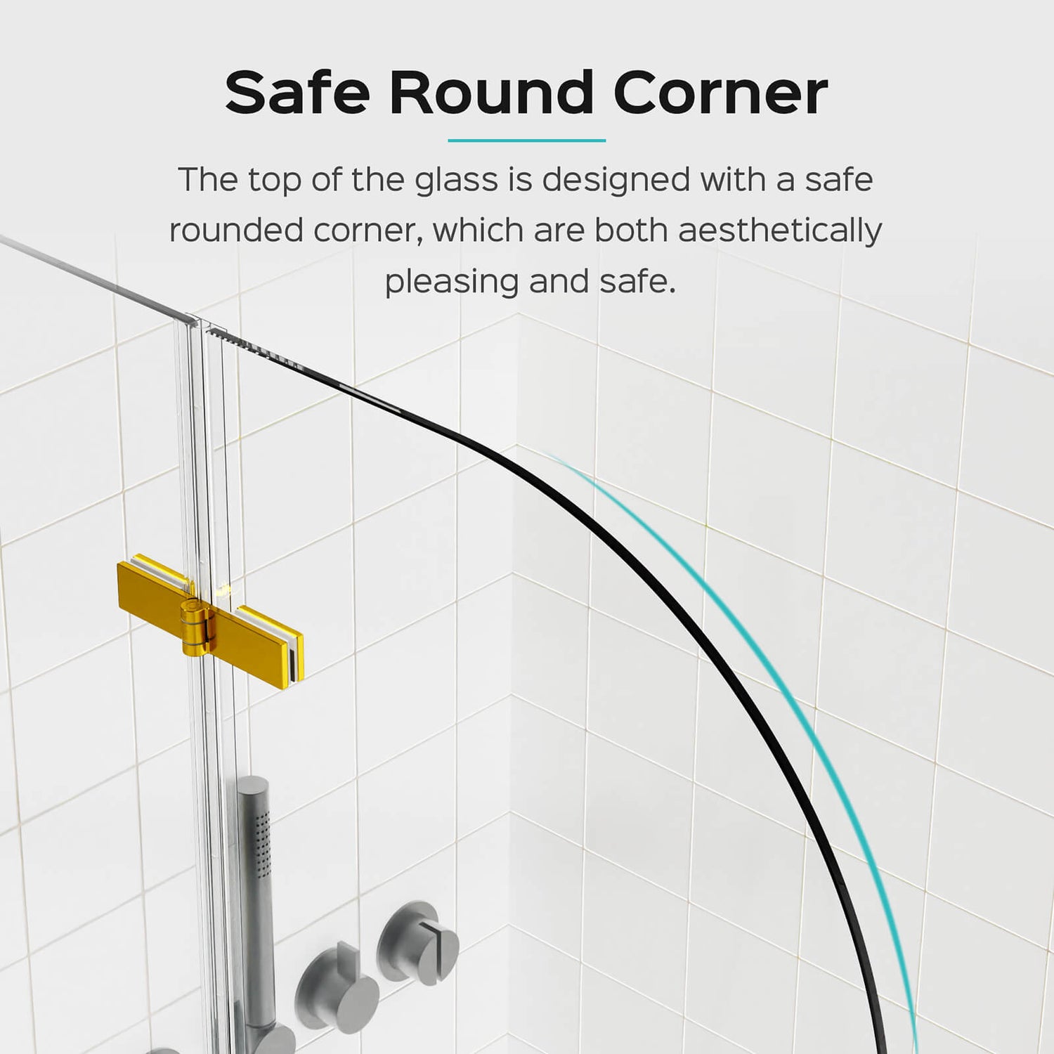 Family safe R3 corner brushed gold bi fold shower door