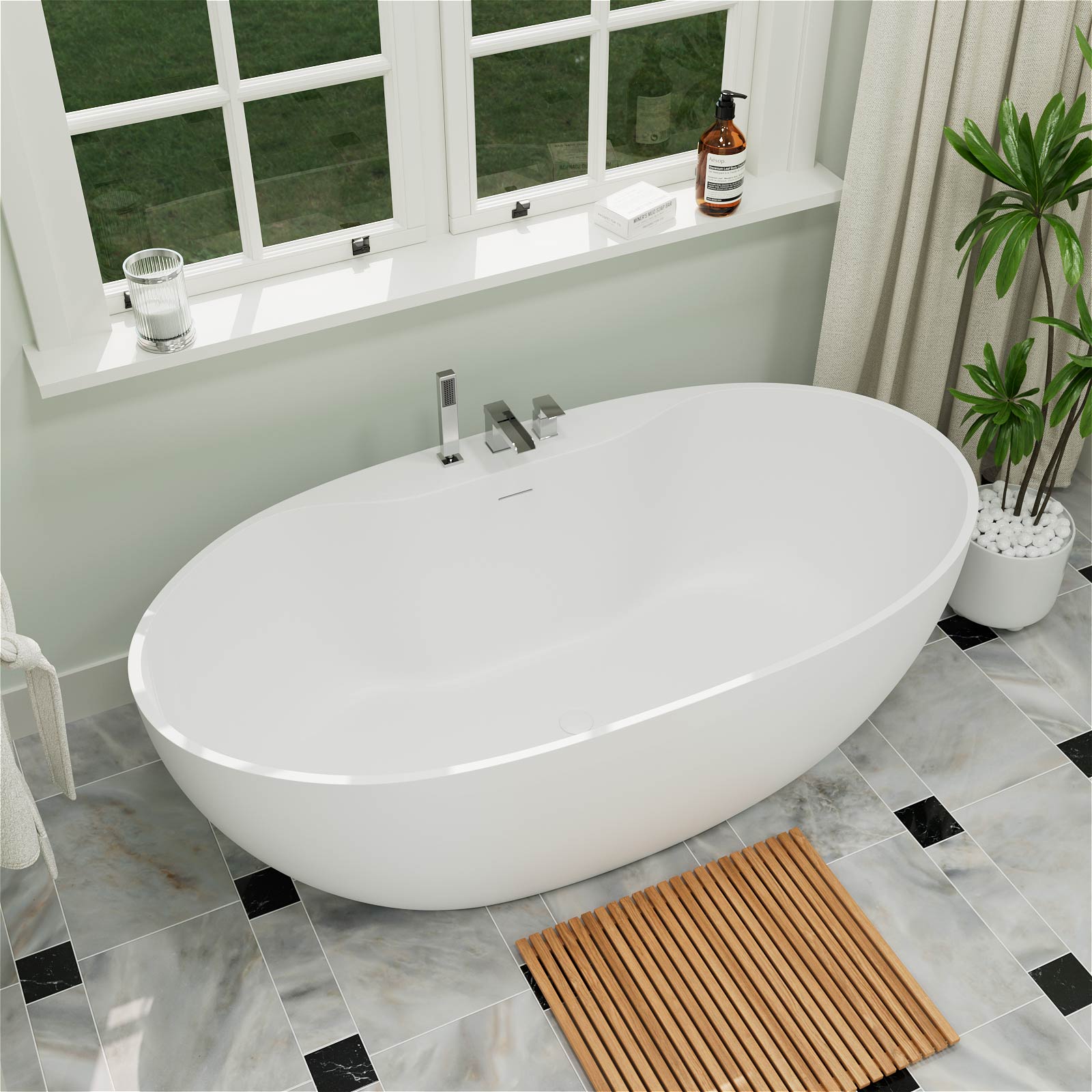 Freestanding bathtub with ergonomic 121_ backrest