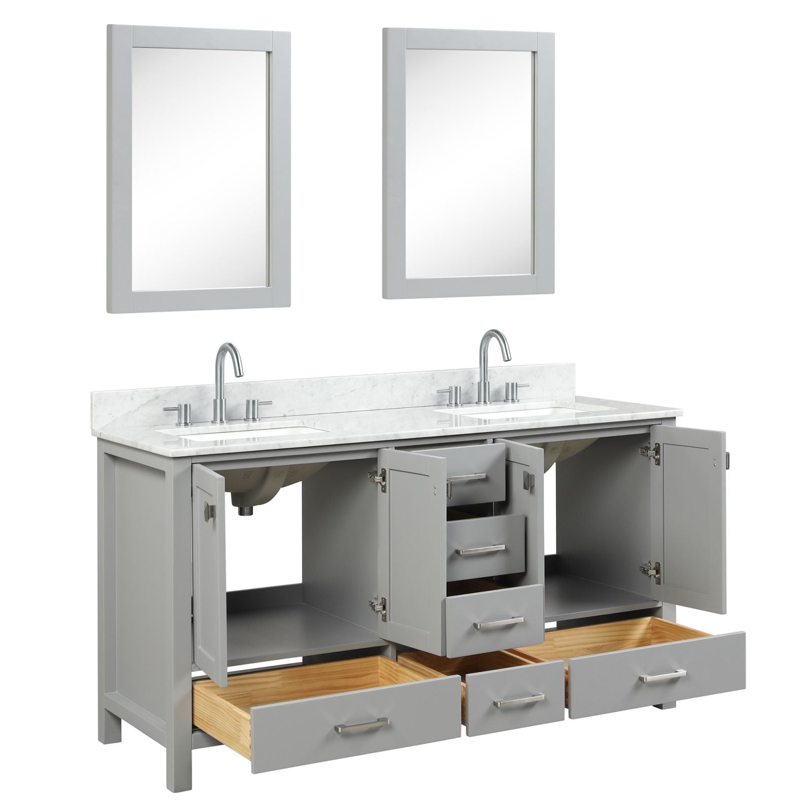 Freestanding 60" Double Sink Vanity with Drawers