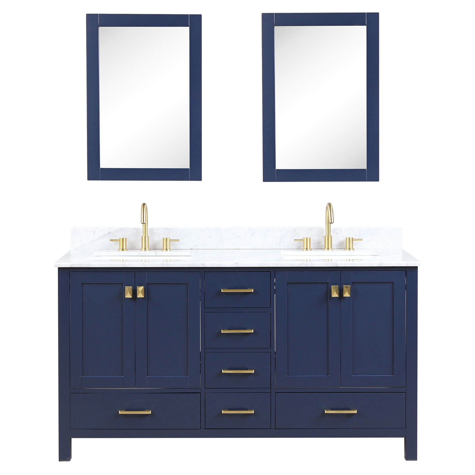 Blossom 60" Freestanding Double Sink Vanity with Drawers and Carrara Marble Countertop