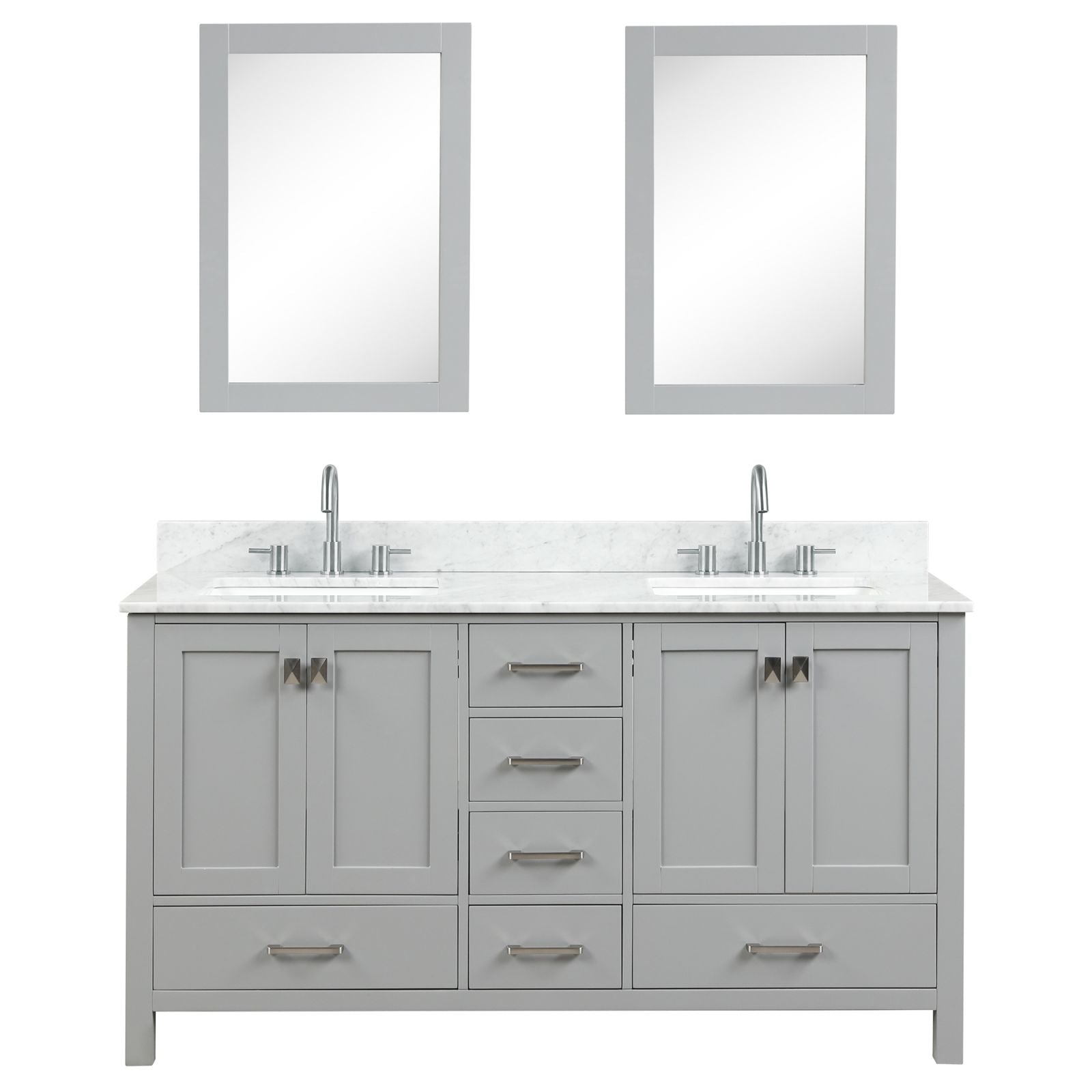 Freestanding 60" Double Sink Vanity with Drawers and Countertop