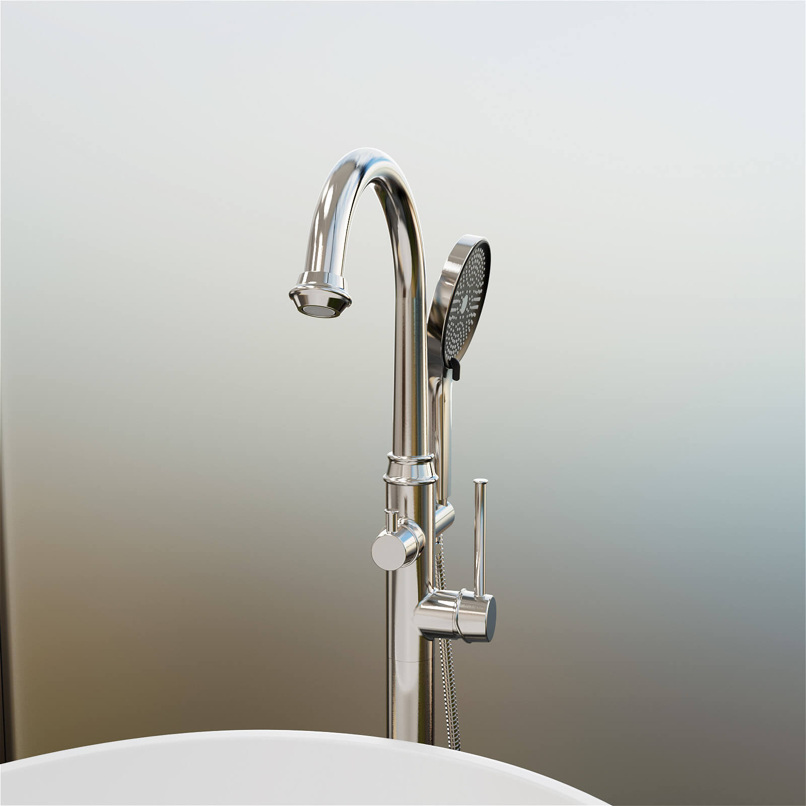 Freestanding Tub Filler High Arc 360° Swivel Bathtub Faucet with 3 Function Handheld