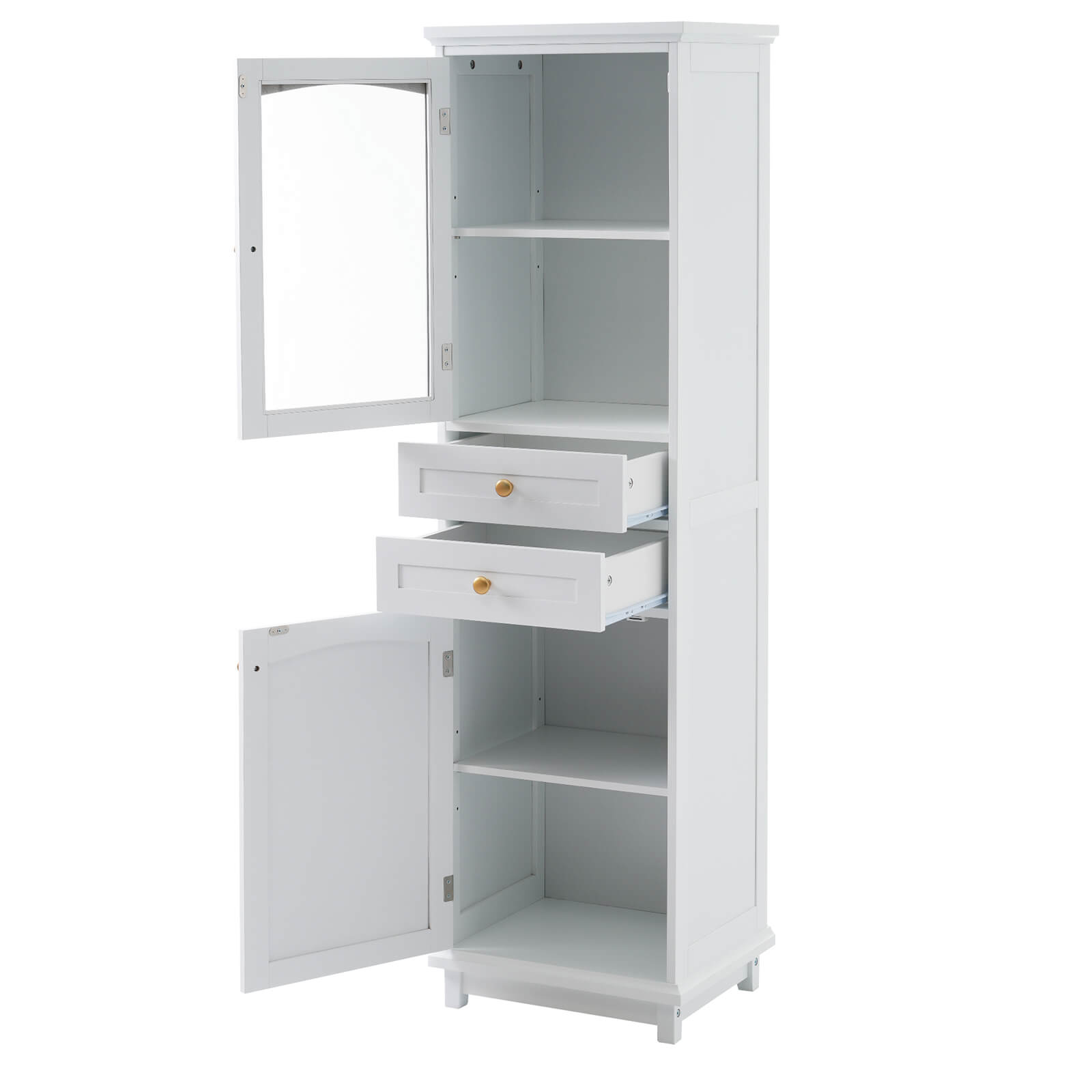 Freestanding bathroom cabinet with adjustable shelves and ample storage
