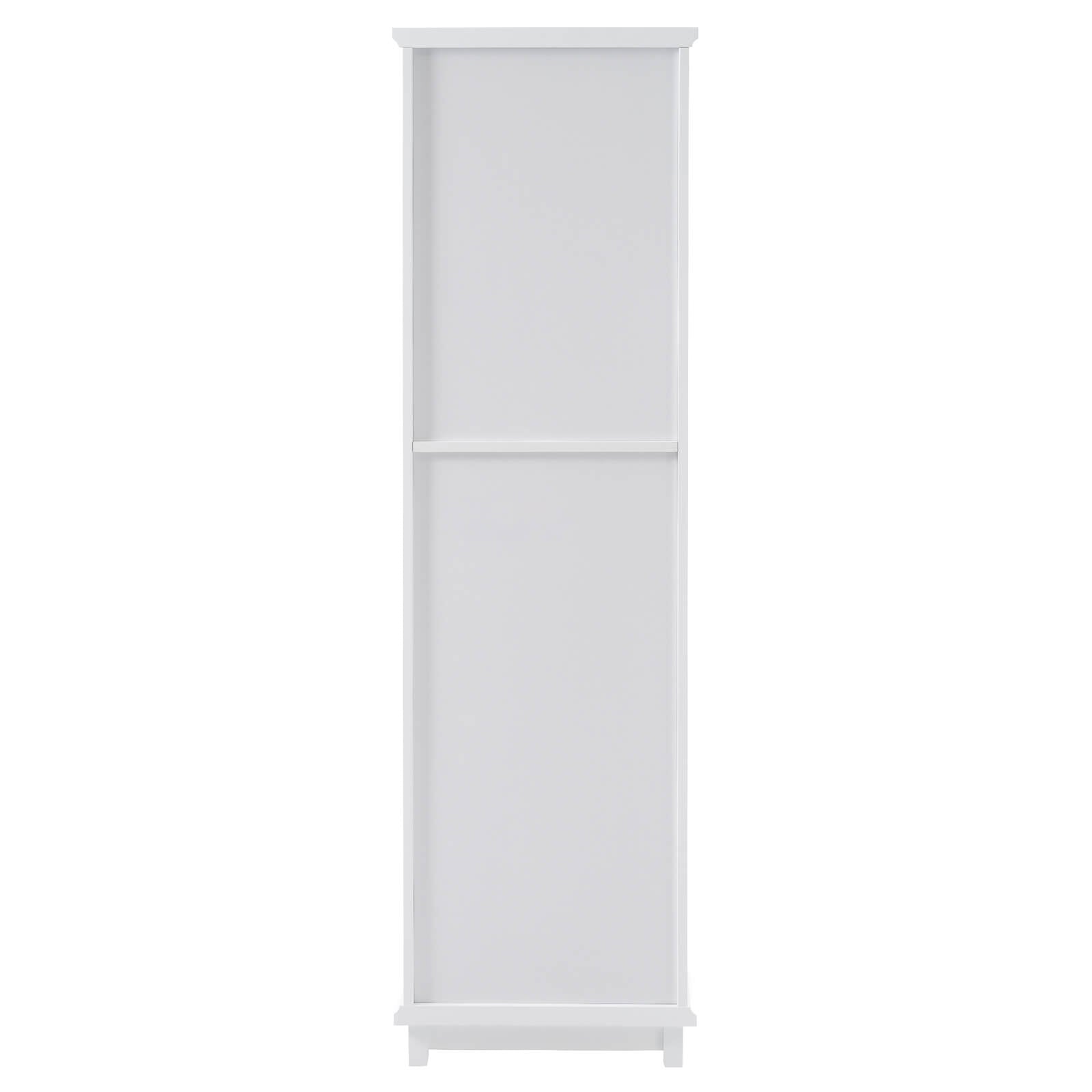 Freestanding white cabinet for bathroom with customizable storage space