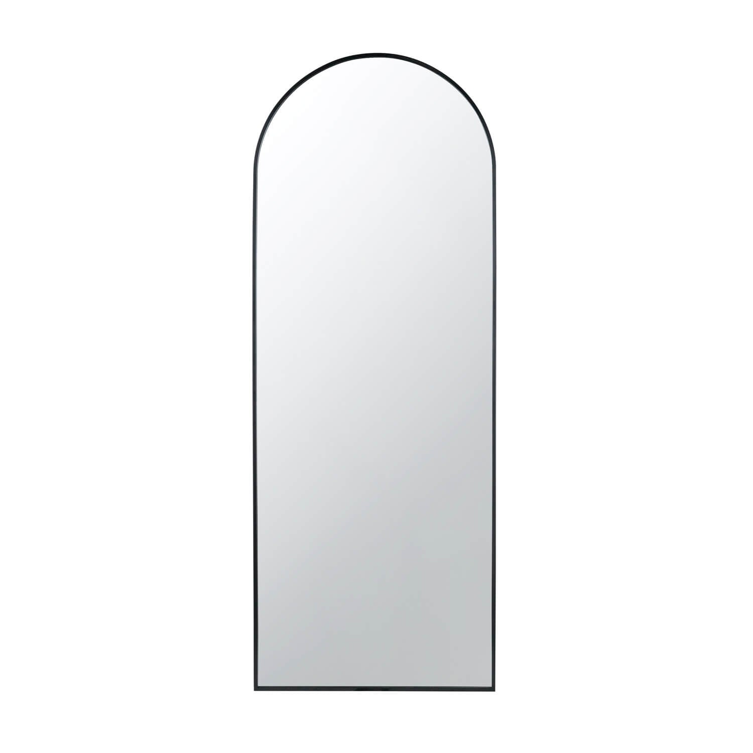 Front view black framed arched full length mirror minimalist style