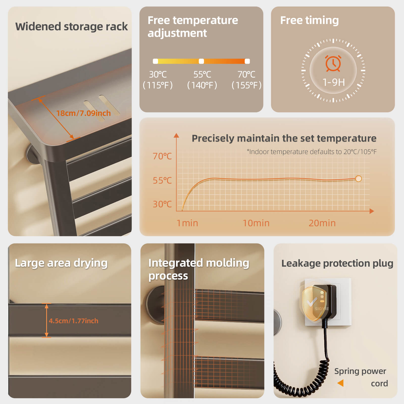 G50 Heated Towel Rack with safety assurance features