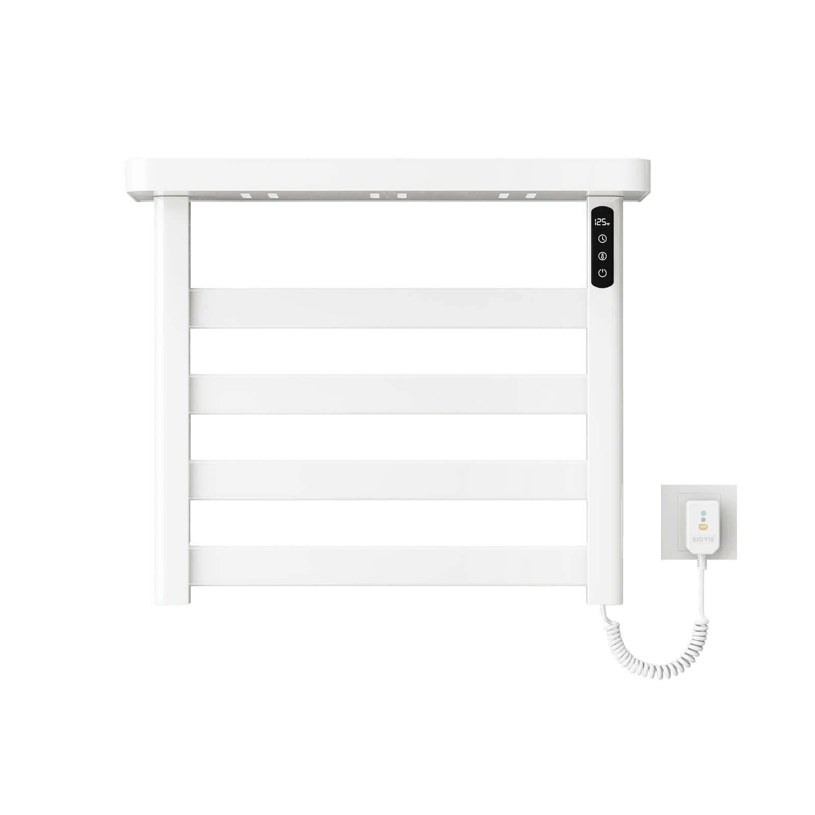 G50 White Plug-In Heated Towel Rack with White Background